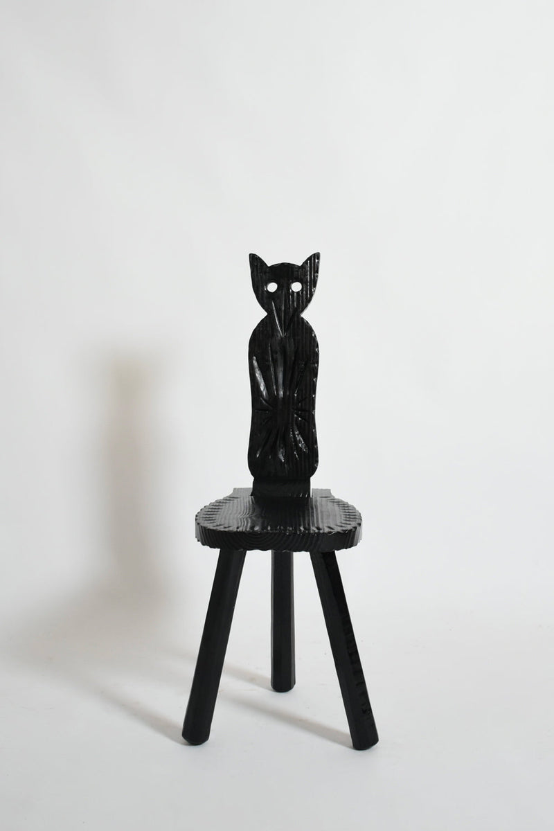 Pair of Brutalist Ebonised Wood Owl Chairs, 1960s by Barracuda Interiors