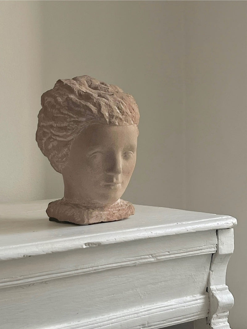 1950s stone bust sculpture by Swedish artist Helge W. Högbom
