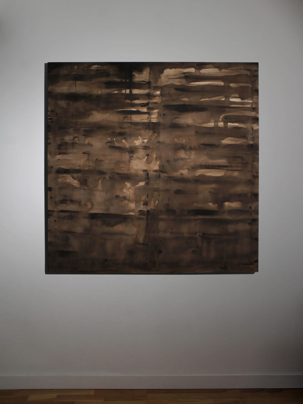 Horizontal Organic Lines In Brown By Karina Savonenko, 100x100cm — detail view