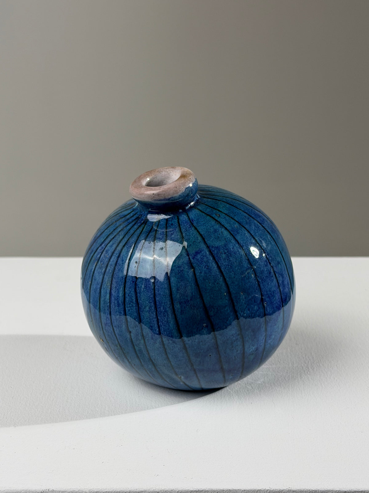Rare round ceramic vase by the Cloutier brothers, France, circa 1960.  — lifestyle setting