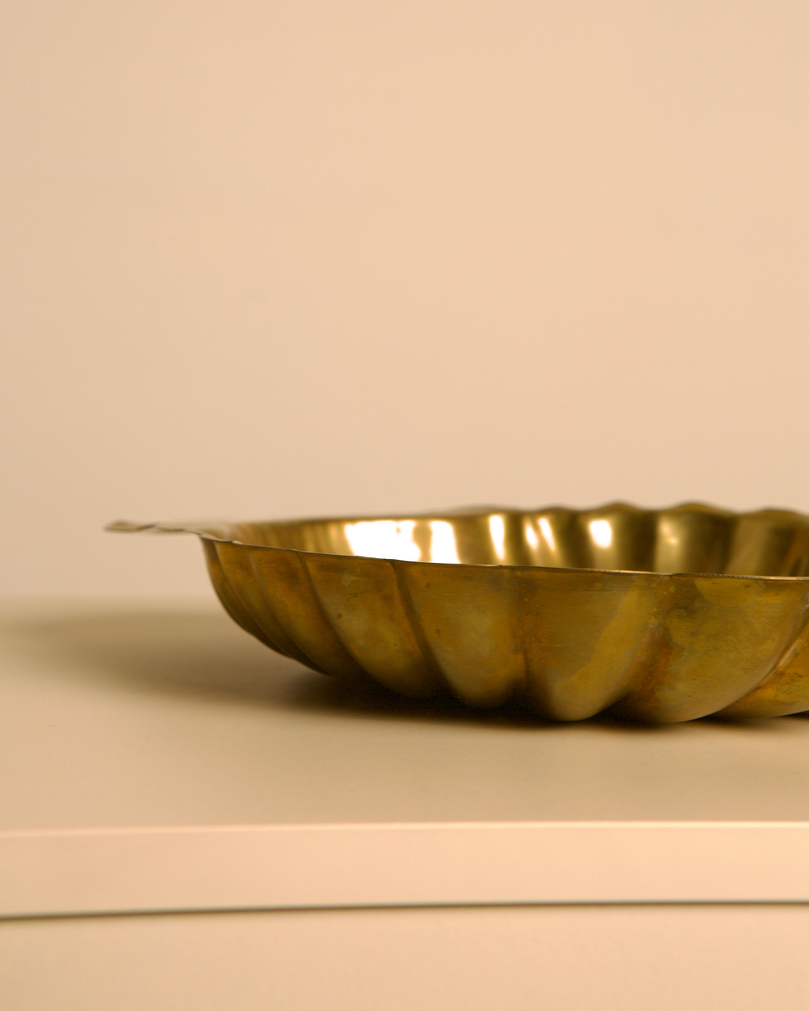 Large Brass Scallop Shell Catchall, Italy, 1960s — lifestyle setting