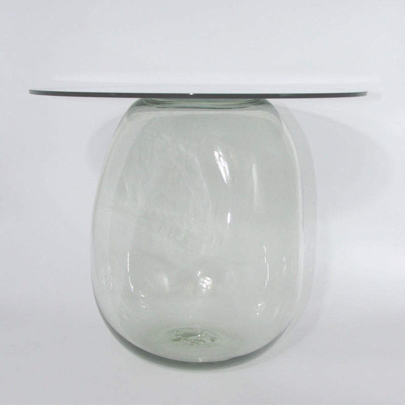 Bubble Side Table in Glass — side view highlighting rounded glass base