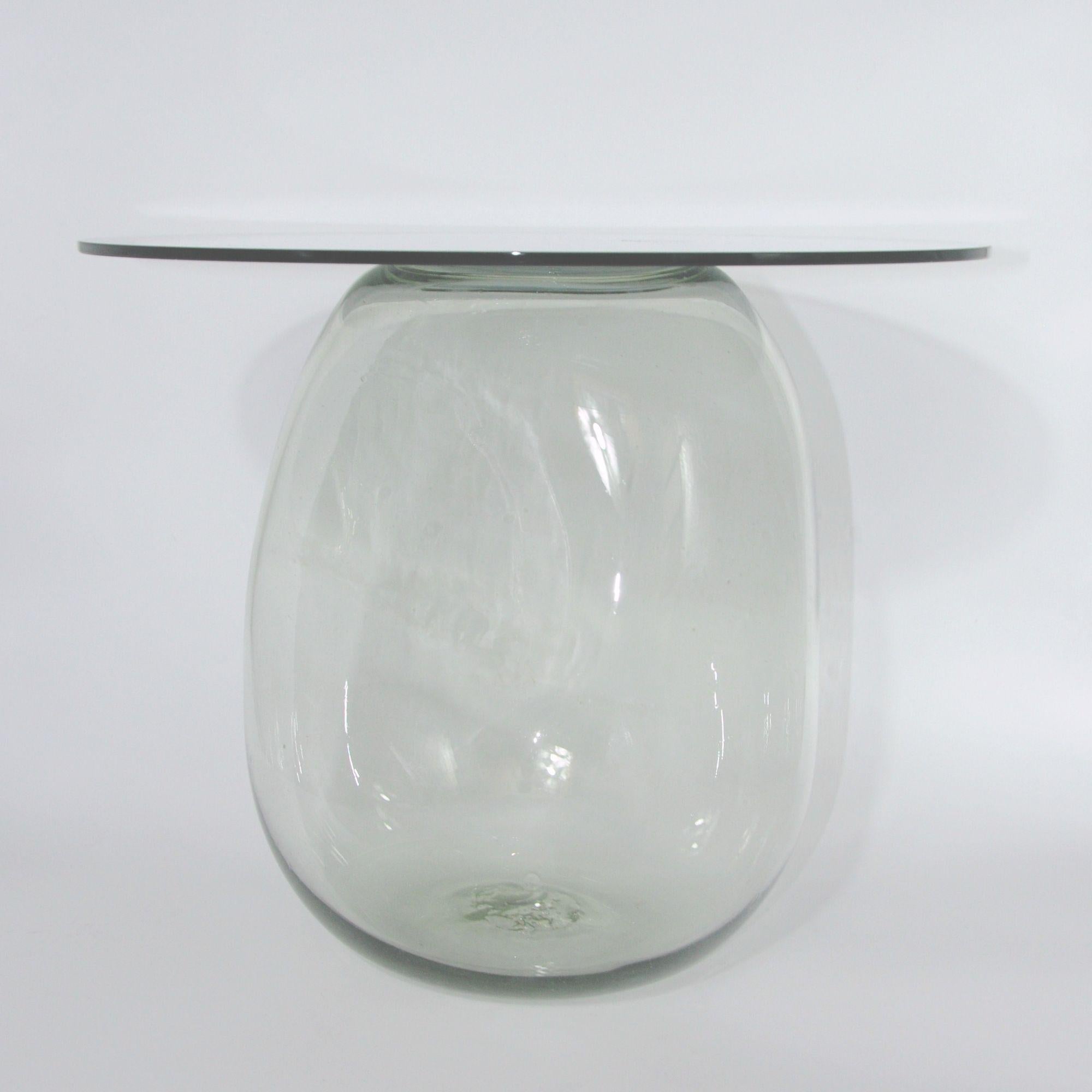 Bubble Side Table in Glass — side view highlighting rounded glass base