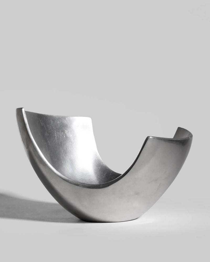 Polished Aluminum Asymmetric Contemporary Deep Bowl, Medium by Vintage Stories | The Oblist