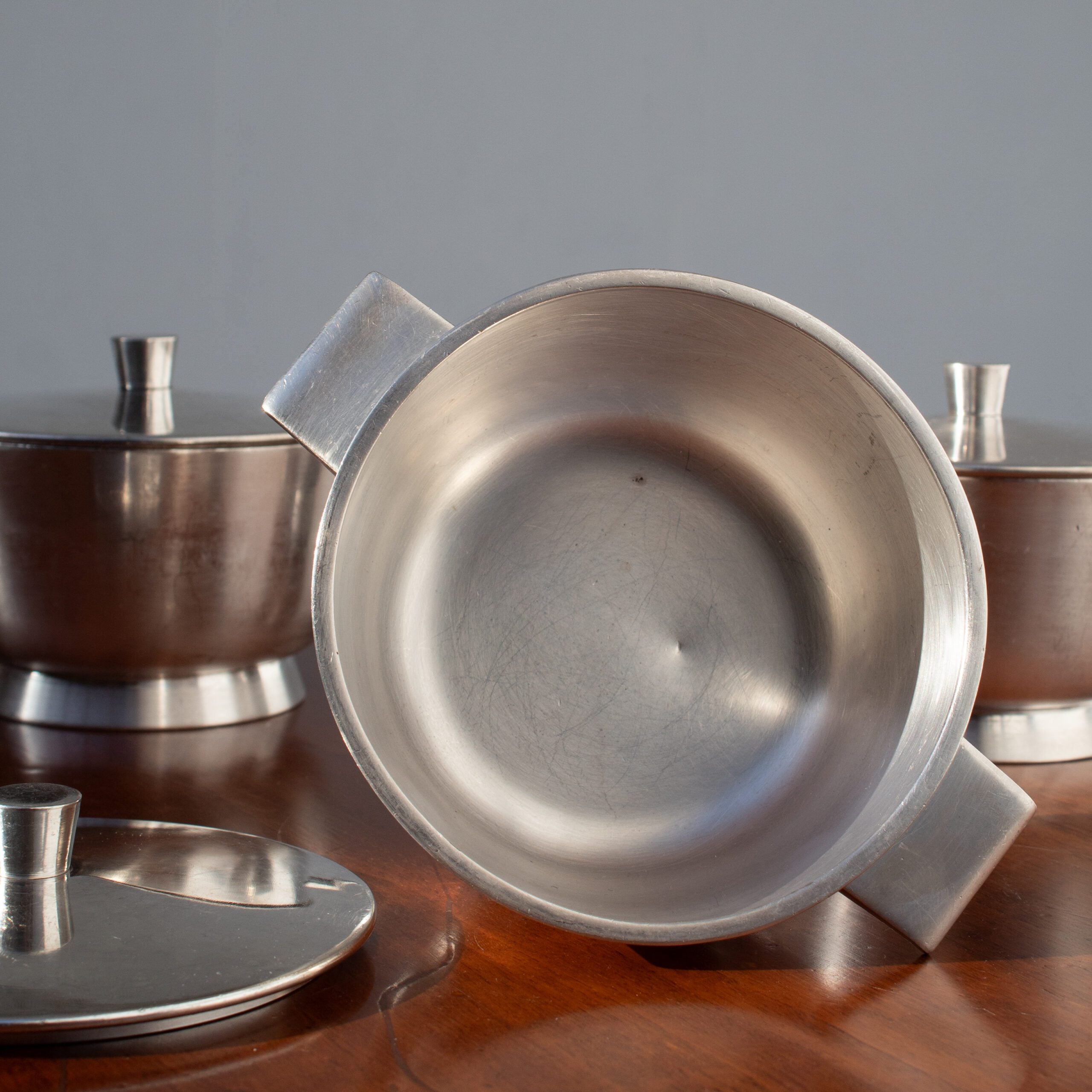 Arthur Krupp Milano Silver Plated Bowls Set — back view showing polished silver interior