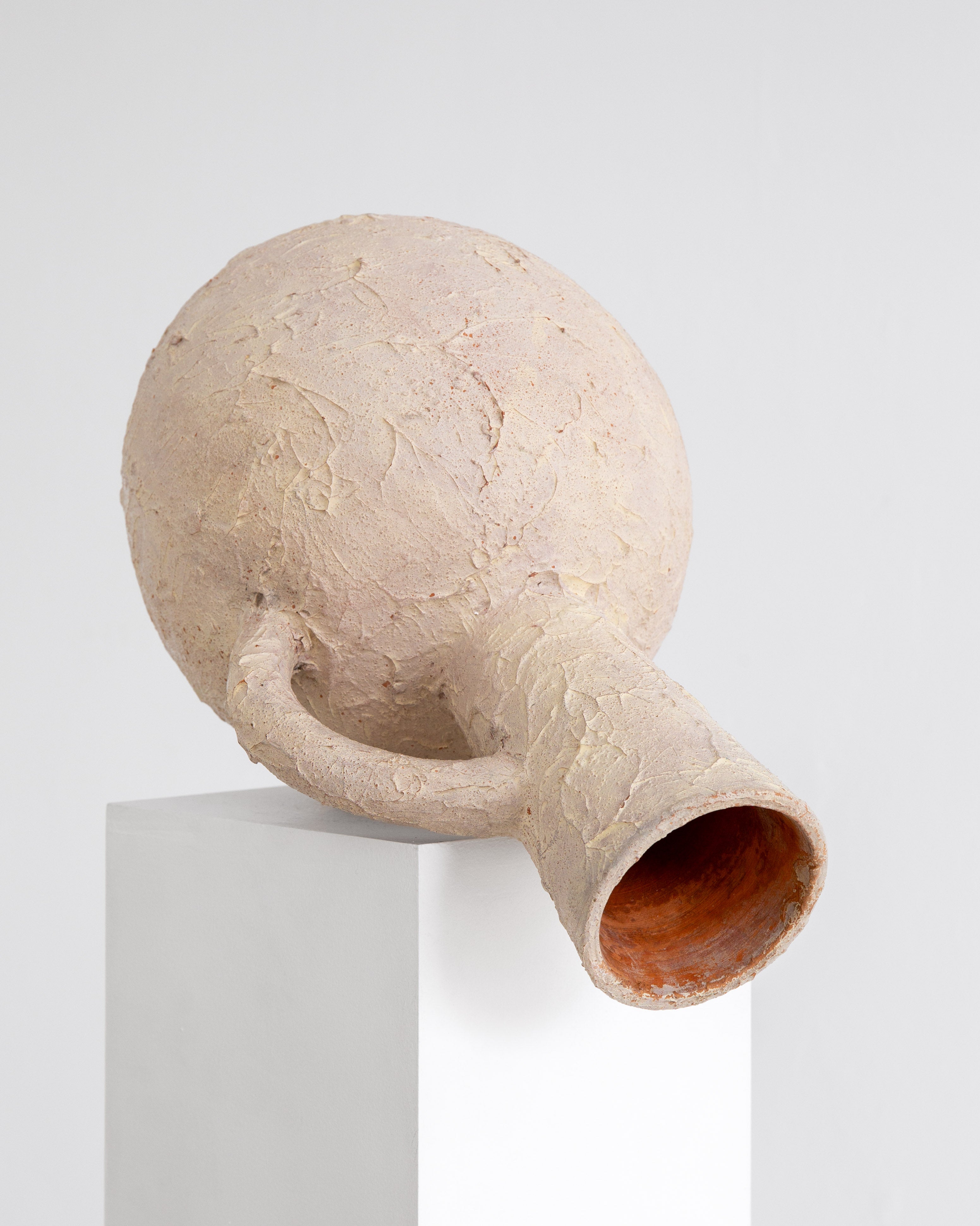 Large Textured Ceramic Floor Vase, 1940s-40s Sweden — angled view highlighting textured surface