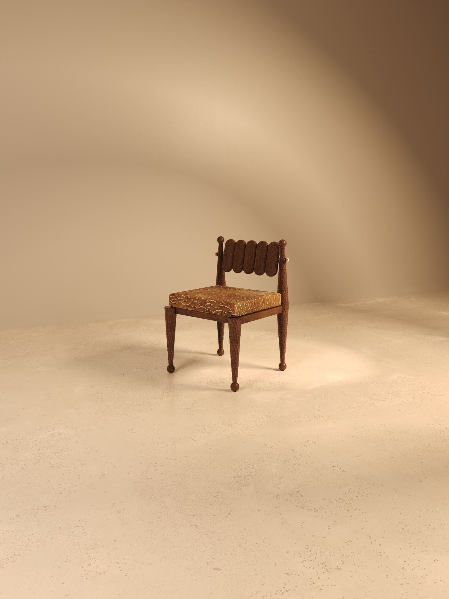 Simorgh I Dining Chair in Walnut Wood and Fabric