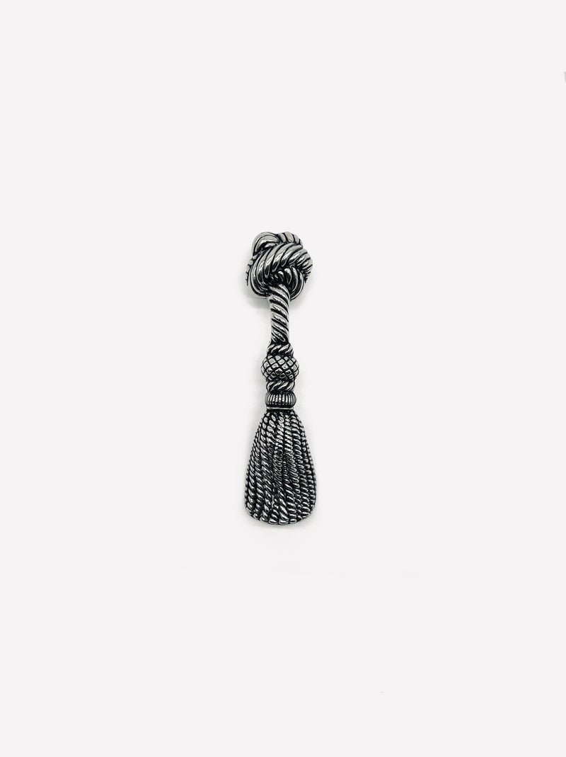 Vintage silver-plated tassel bottle opener with twisted rope design