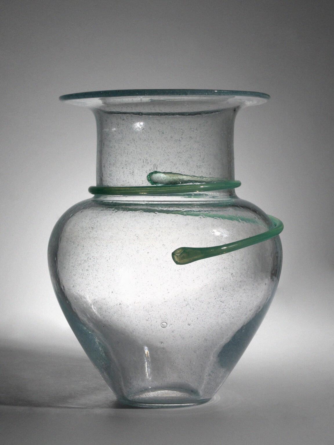 Monica Backström "Athena" Mint-Green Bubbles Art Glass Vase, For Kosta Boda — side angle