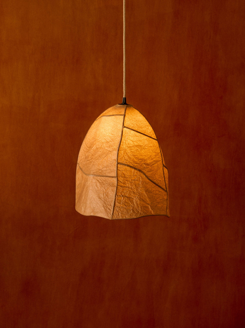 Skep' Pendant Light by Findere | The Oblist — handmade paper, warm amber color