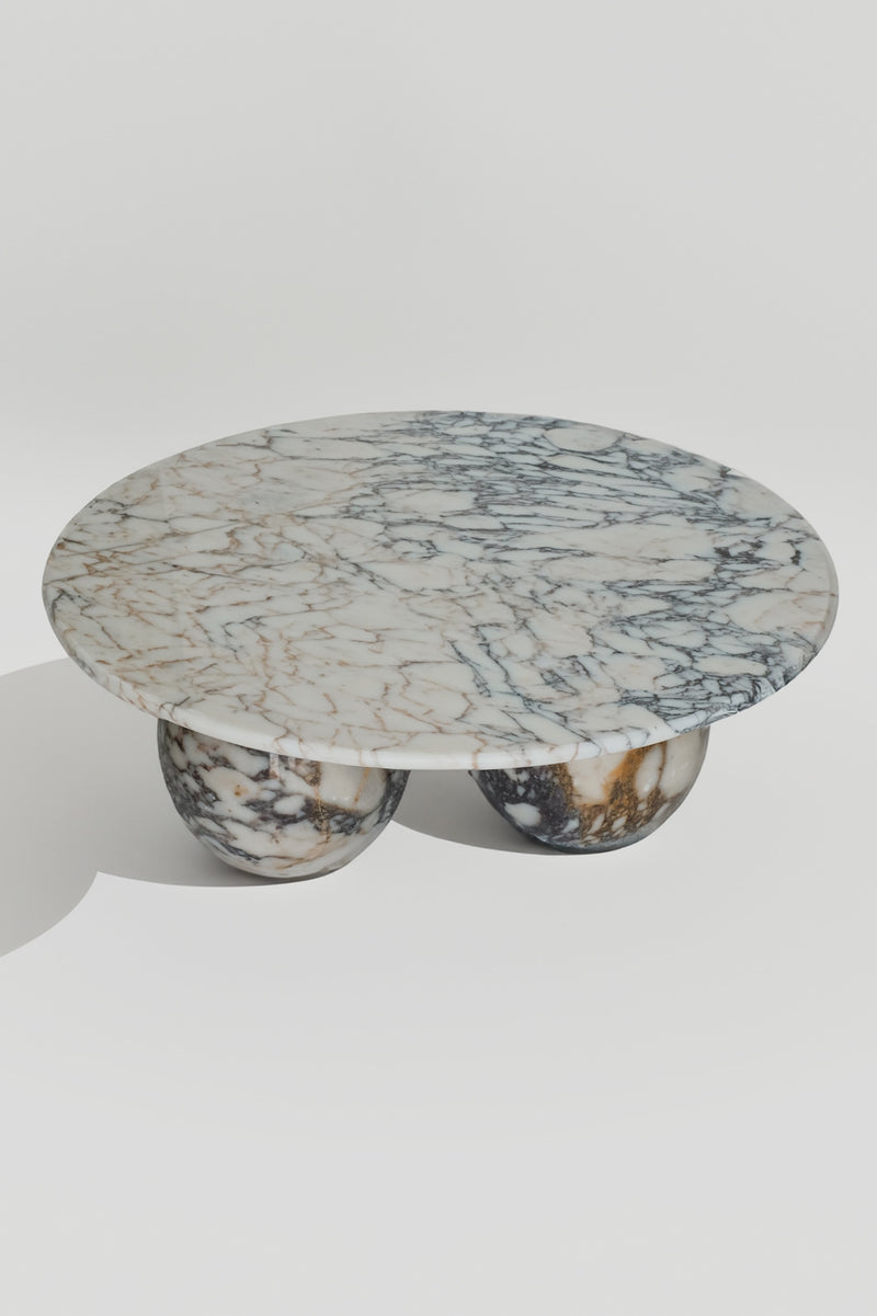 Sculptural Calacatta Viola Coffee Table — detail view