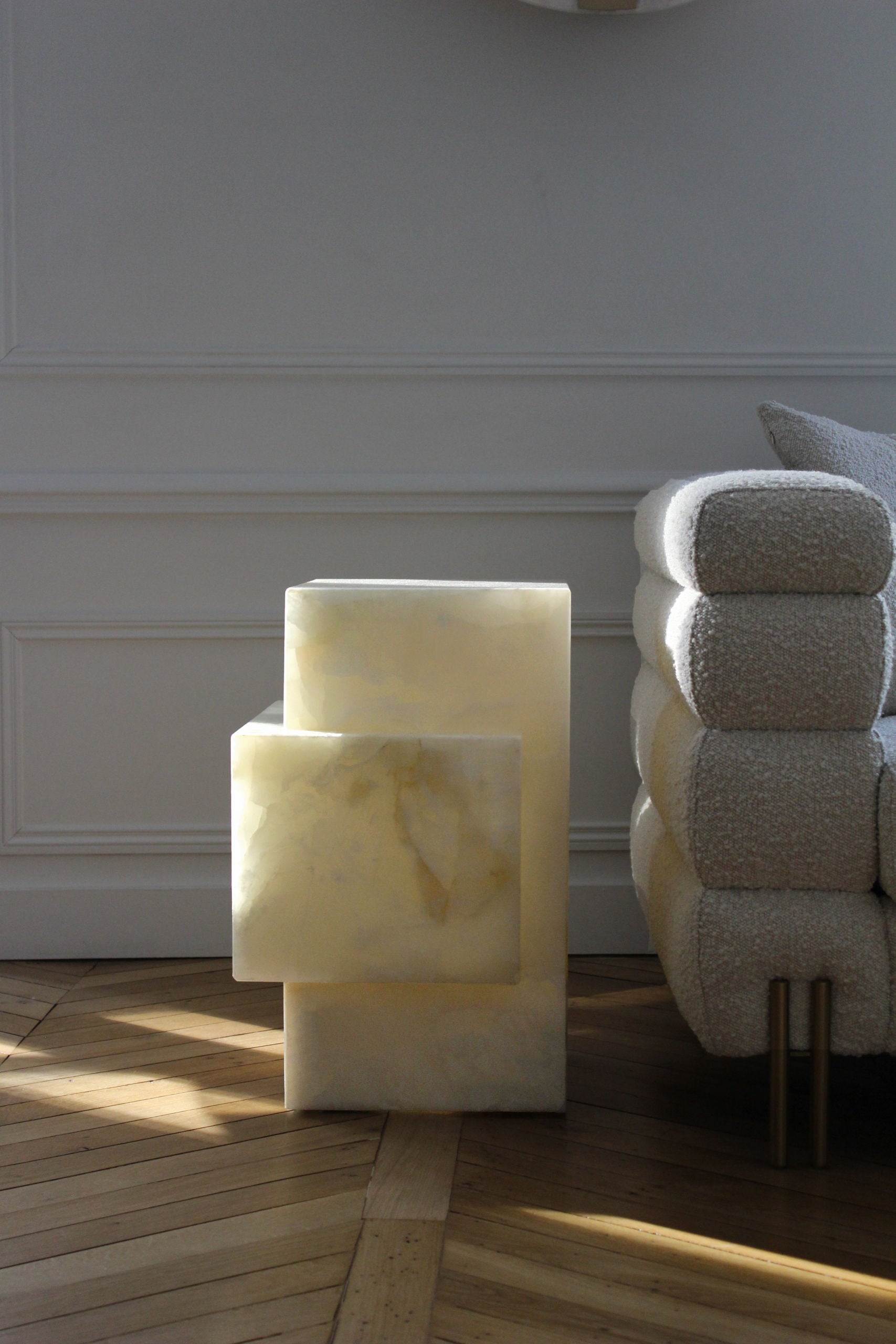 Ella White Onyx - Marble Coffee Table — side angle