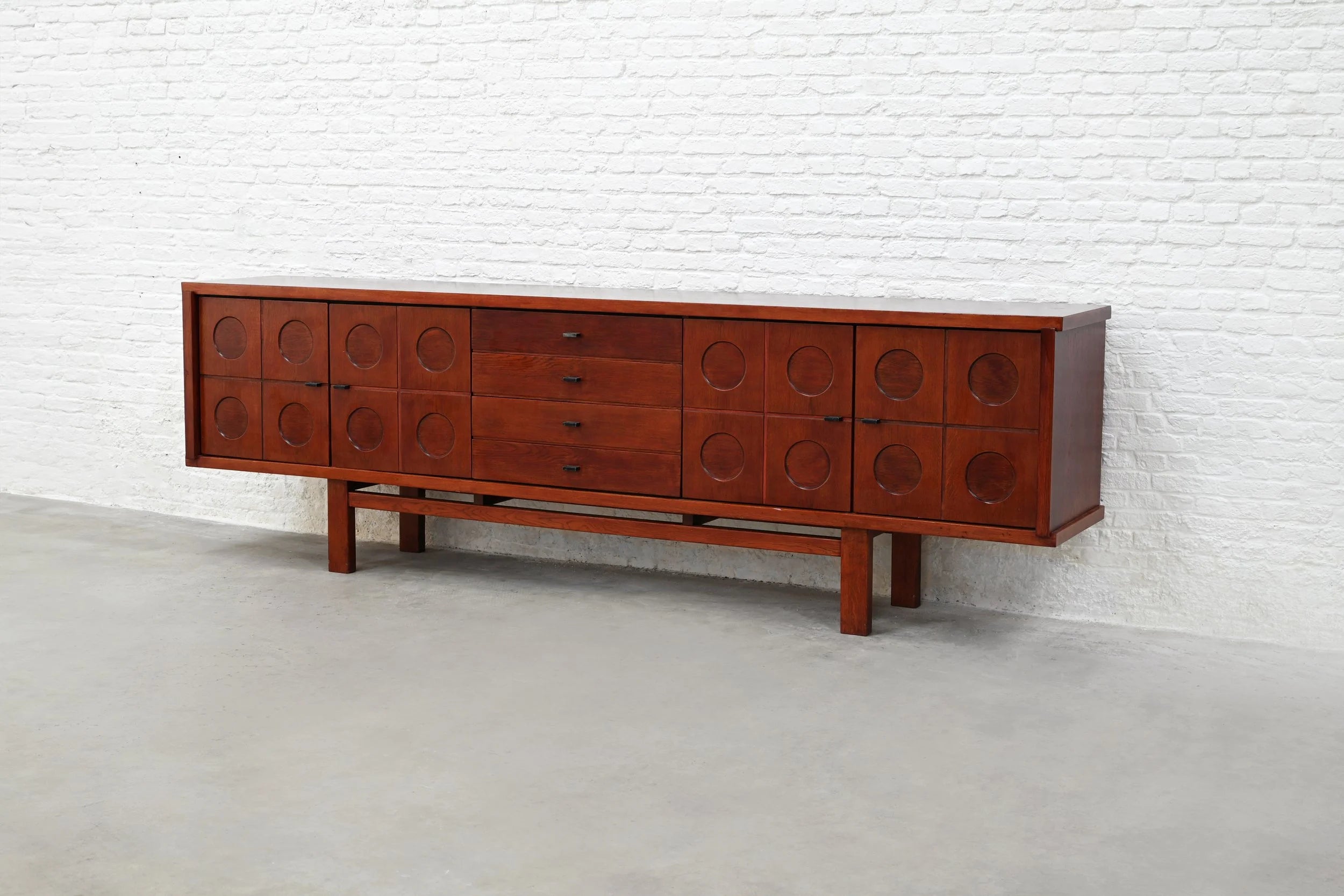 Brutalist Oak Sideboard, Belgium, 1970s — lifestyle setting
