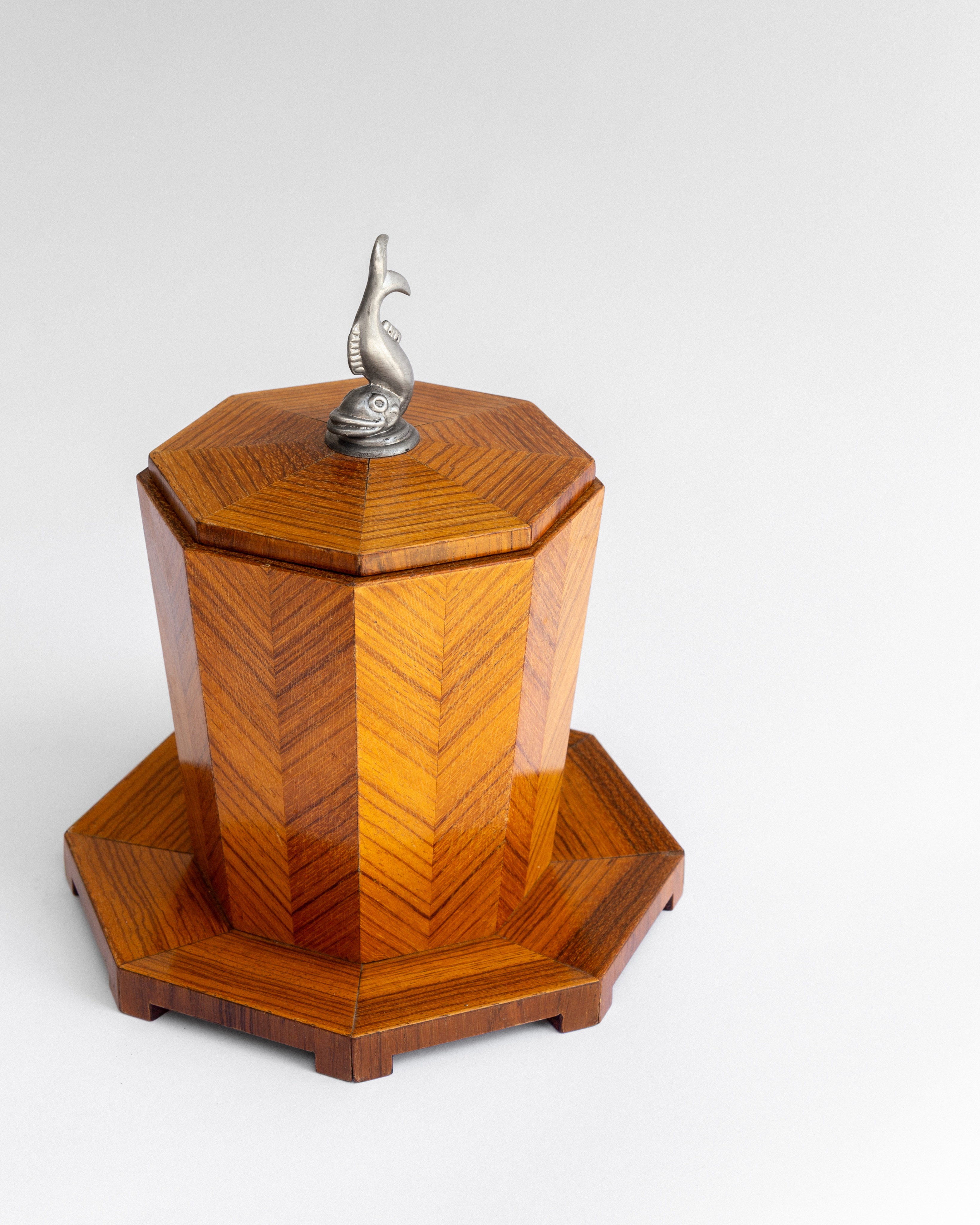 Art Deco Tobacco Jar with Pewter  Finial, Sweden, 1930s — side angle