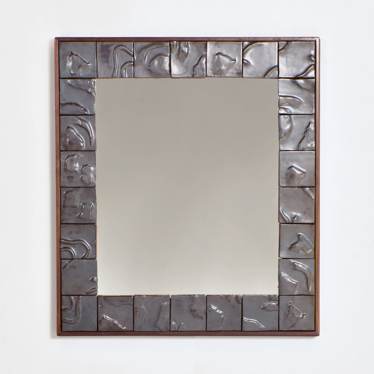 large artisanal ceramic tiled mirror — detail view