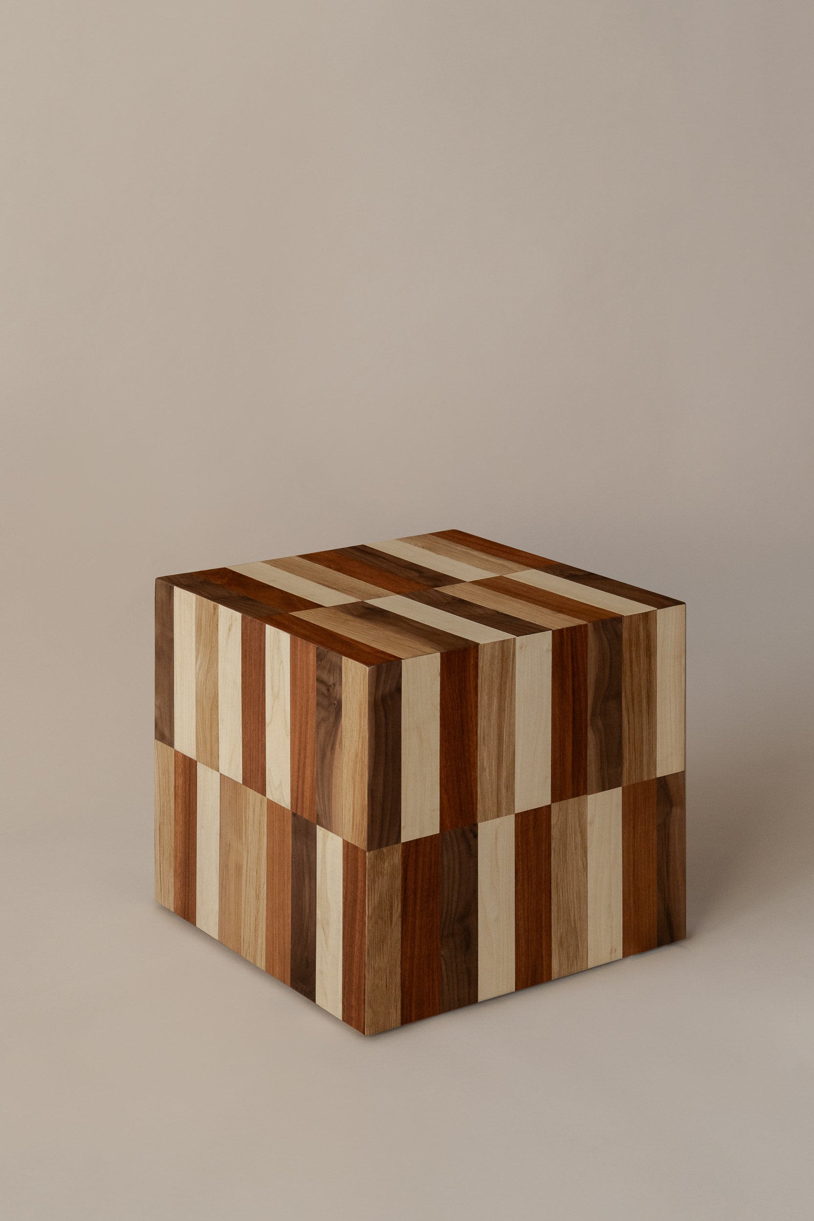 MORA Wooden Auxiliary Table — top view of striped wood surface