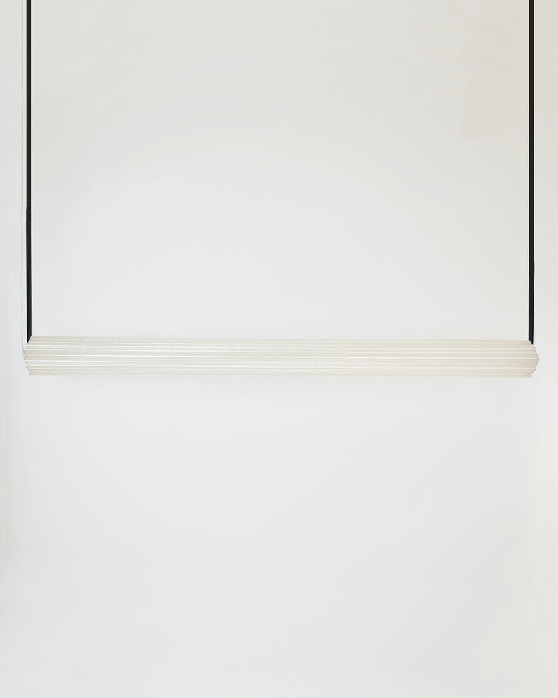 Goth pendant light detail view showing minimalist black frame design