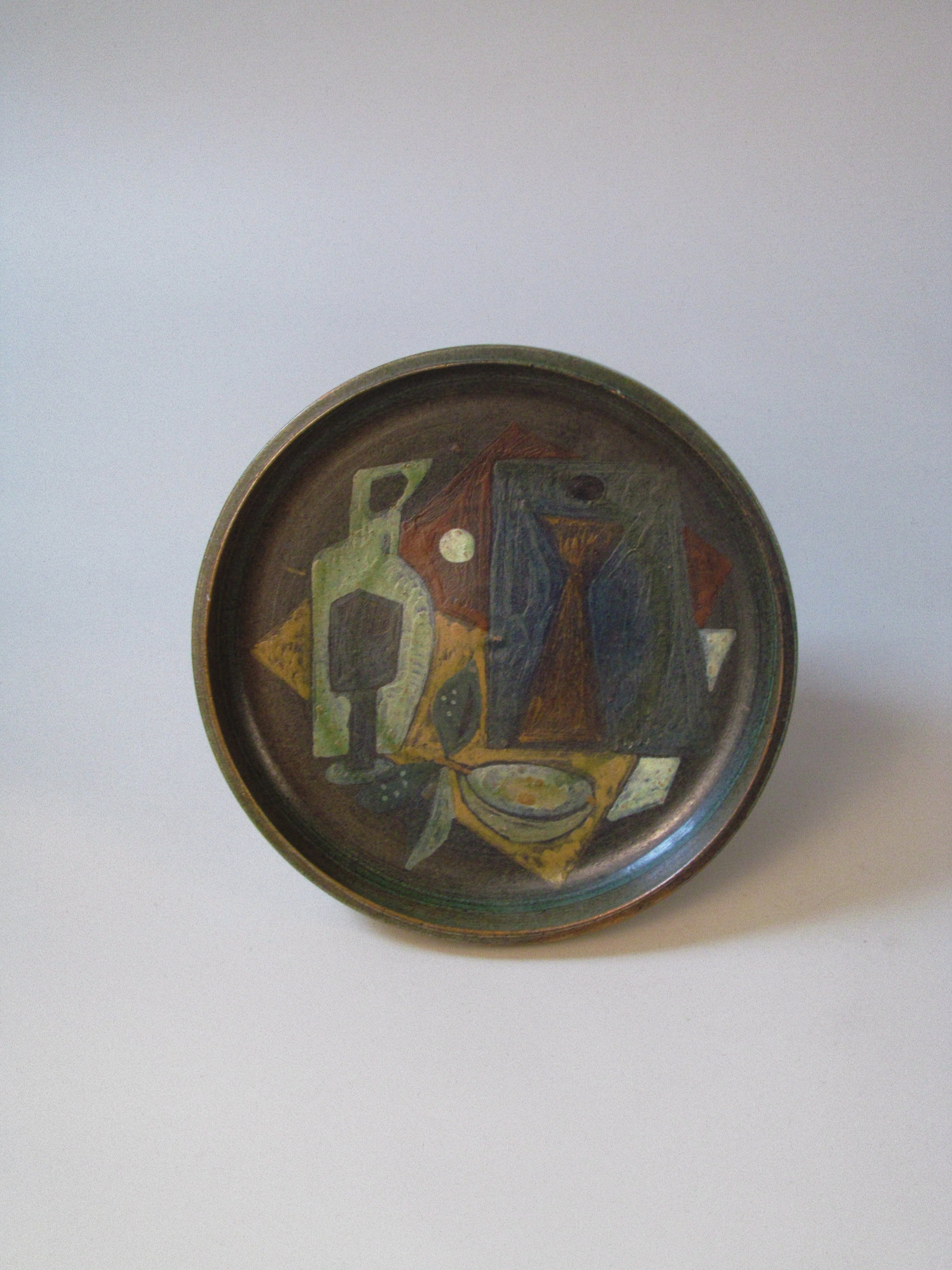 Cubist Charger c.1960 by Myakin | The Oblist — ceramic, multicolored design