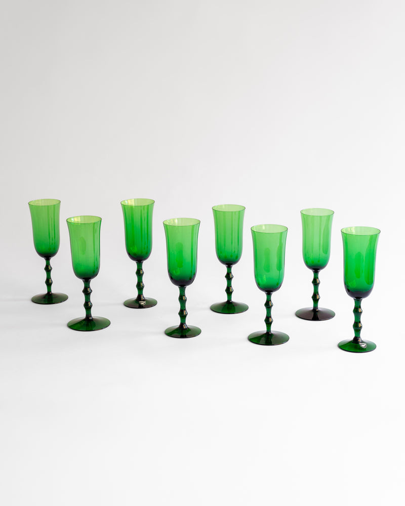 Set of Champagne Flutes by Simon Gate for Orrefors, Sweden — detail view