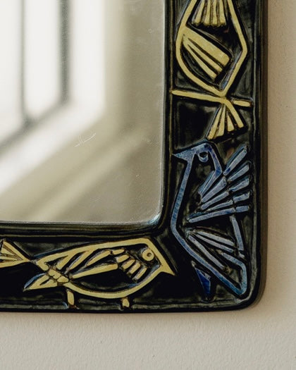 Miroir suédois des années 1950 par Lisa Larson