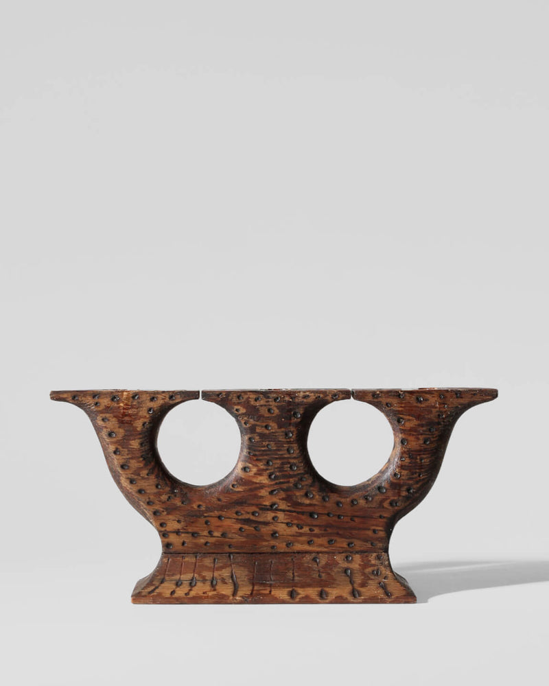 Vintage Swedish Carved Wood Candlelabra by Vintage Stories | The Oblist — handcrafted wood, rustic finish