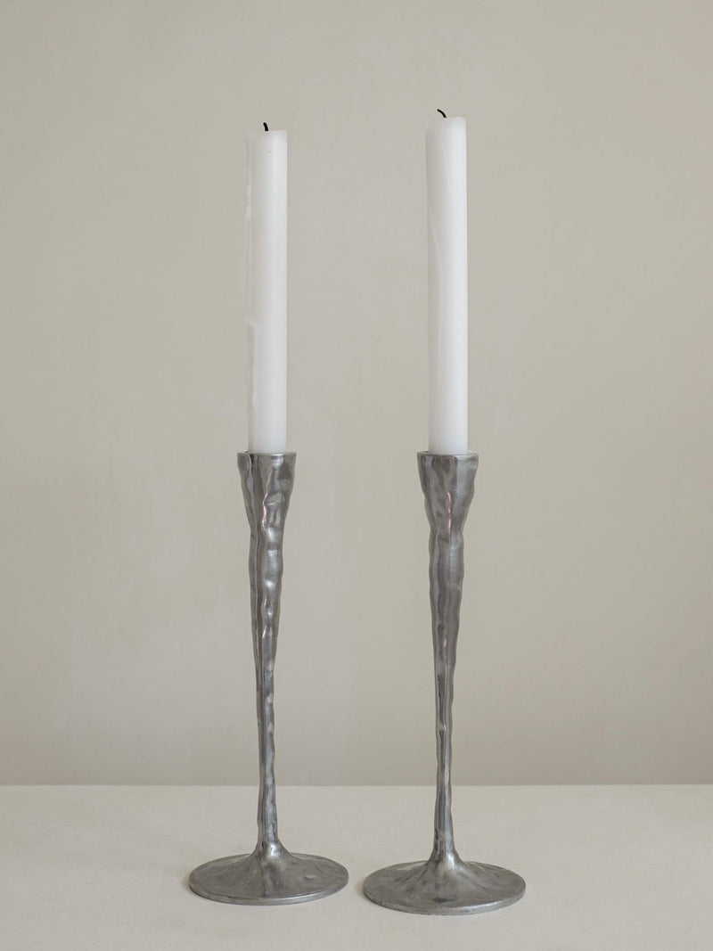 Pair of Aluminium Candle Holders by septembre studios | The Oblist — modern metallic finish