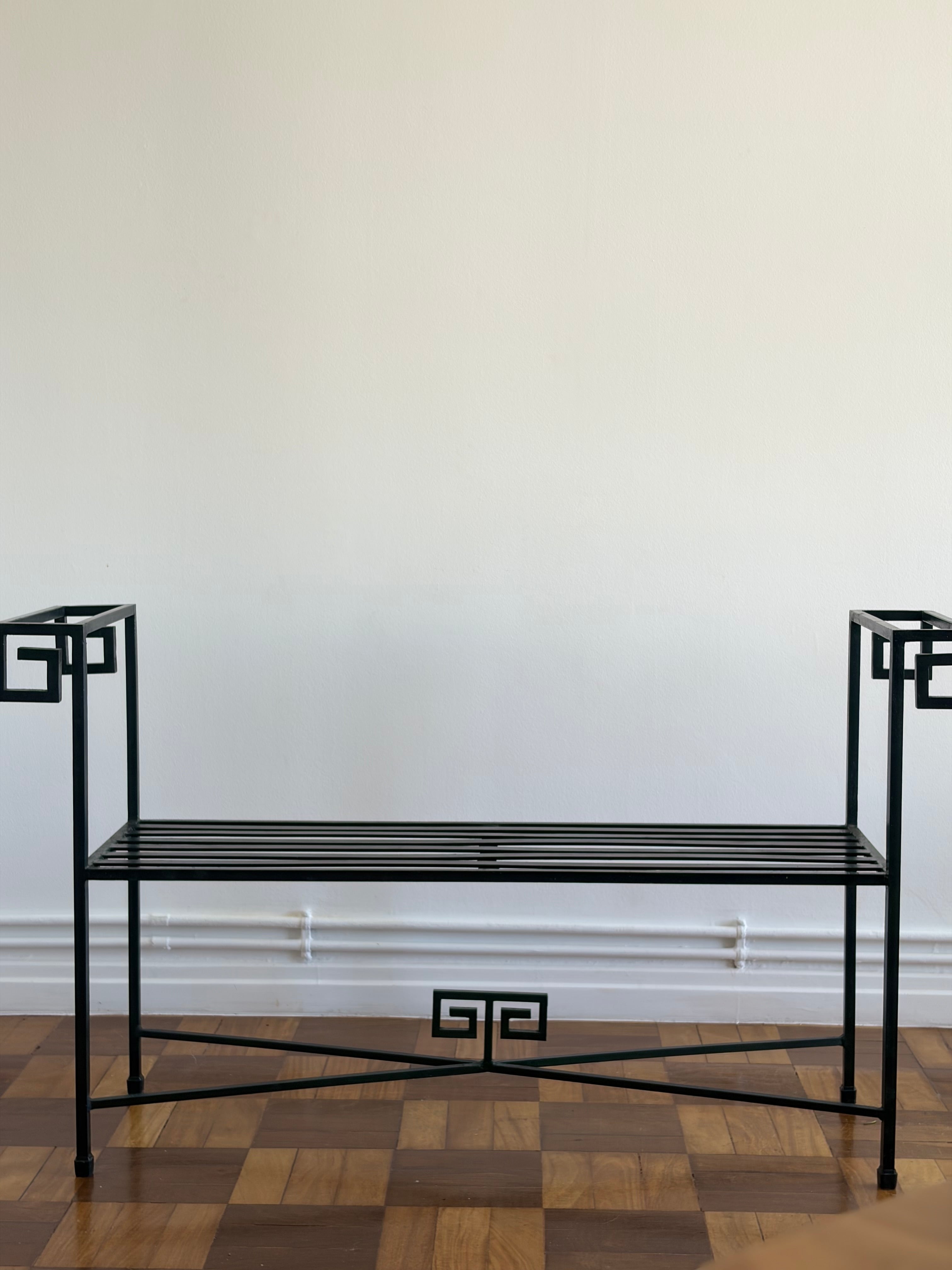Meander Iron bench, Italy, 1980s — close-up