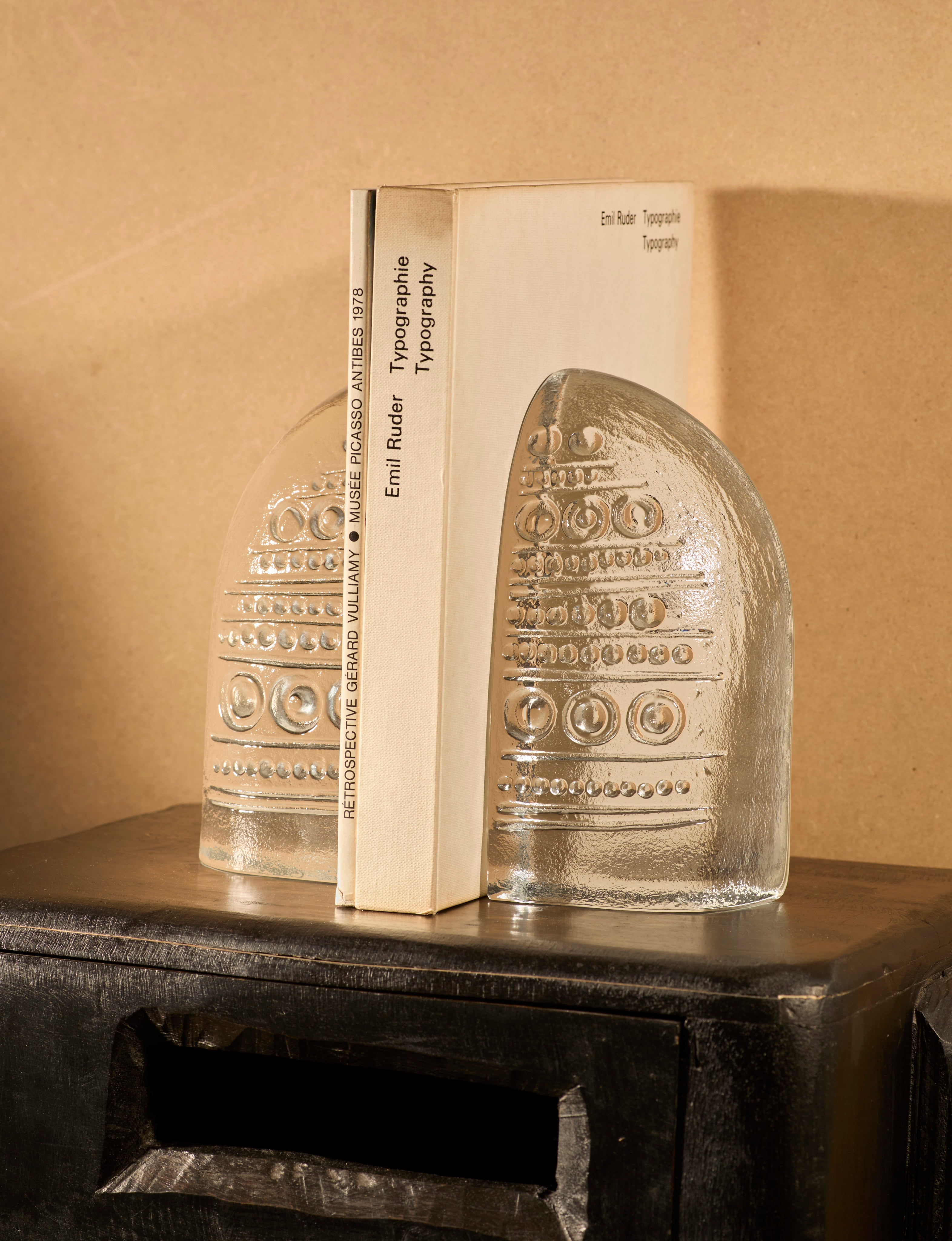 Vintage Bookends in Glass - Vintage Clear Collection — top view showing clear glass design with book