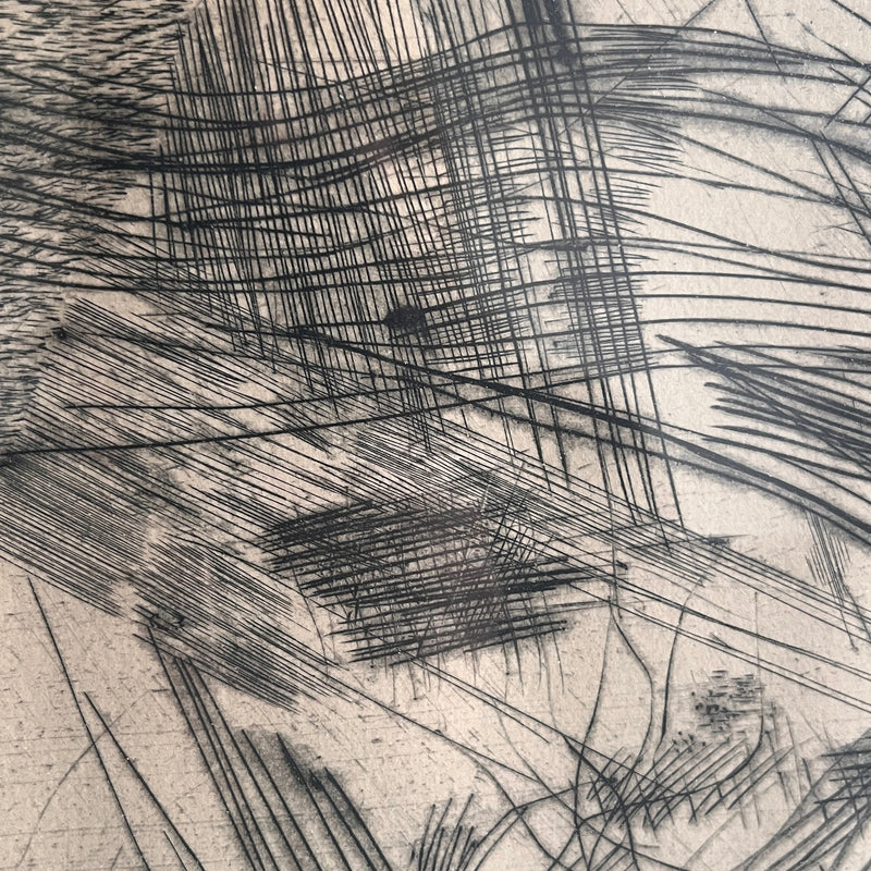 Swedish Lithograph by Ulf Trotzig — close-up of textured black lines