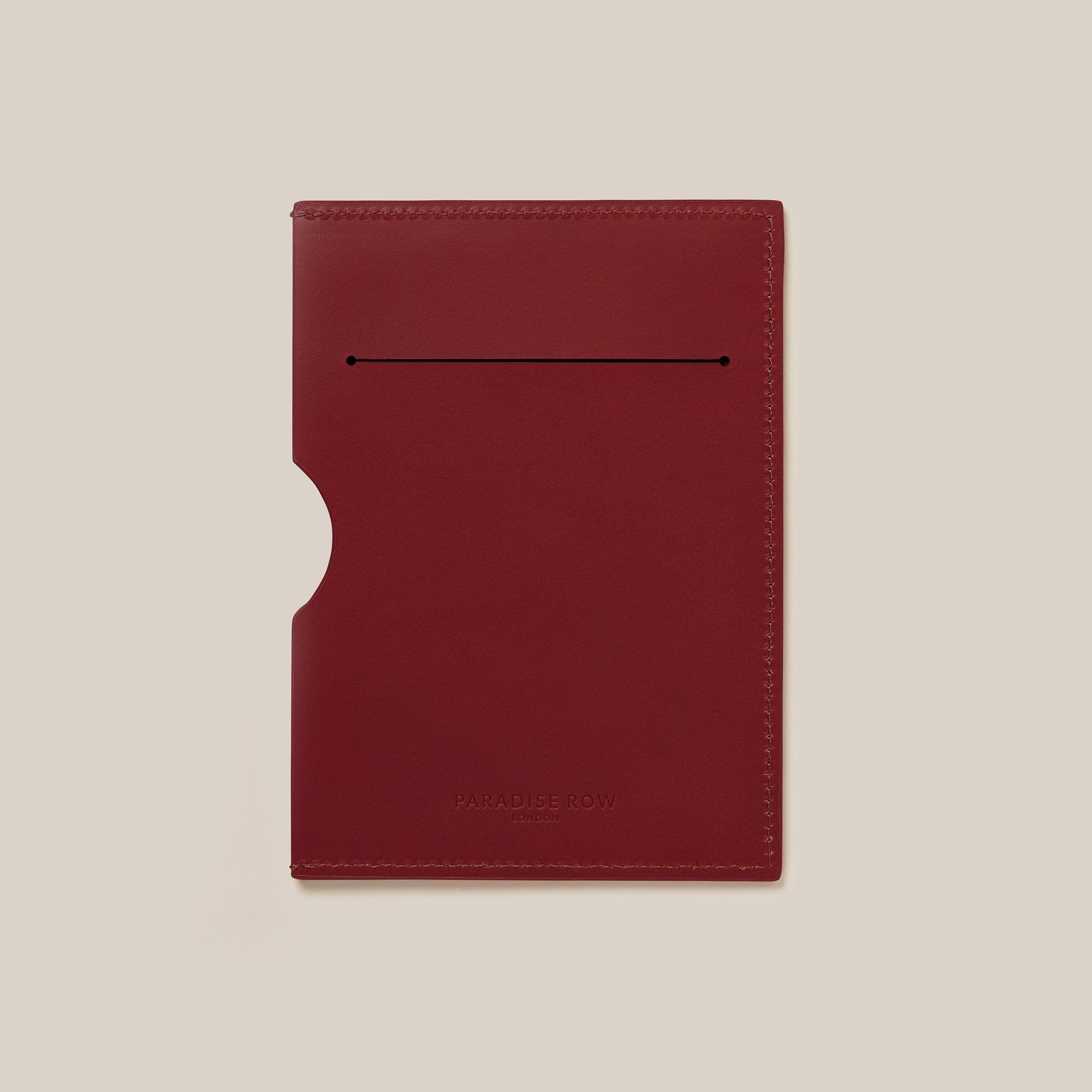 Leather Passport Holder — side view of rich burgundy leather