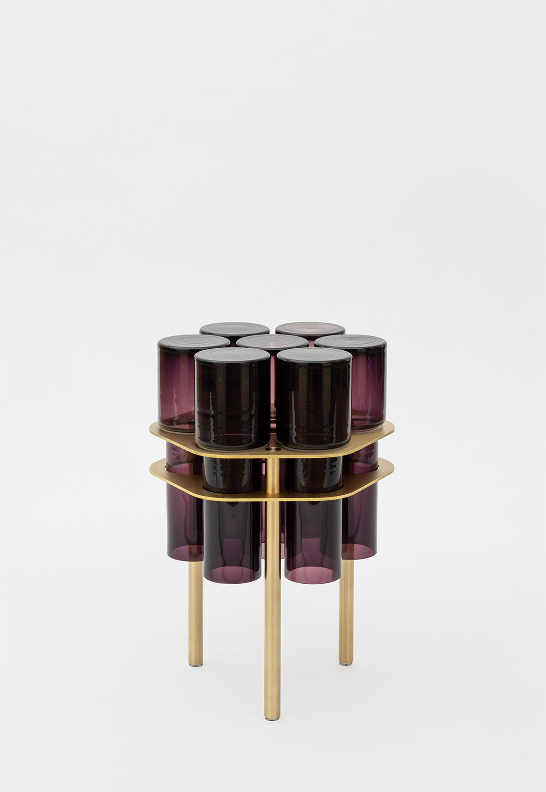 SkLO Field 7 Side Table - Olivin Glass , Brushed Brass — lifestyle setting