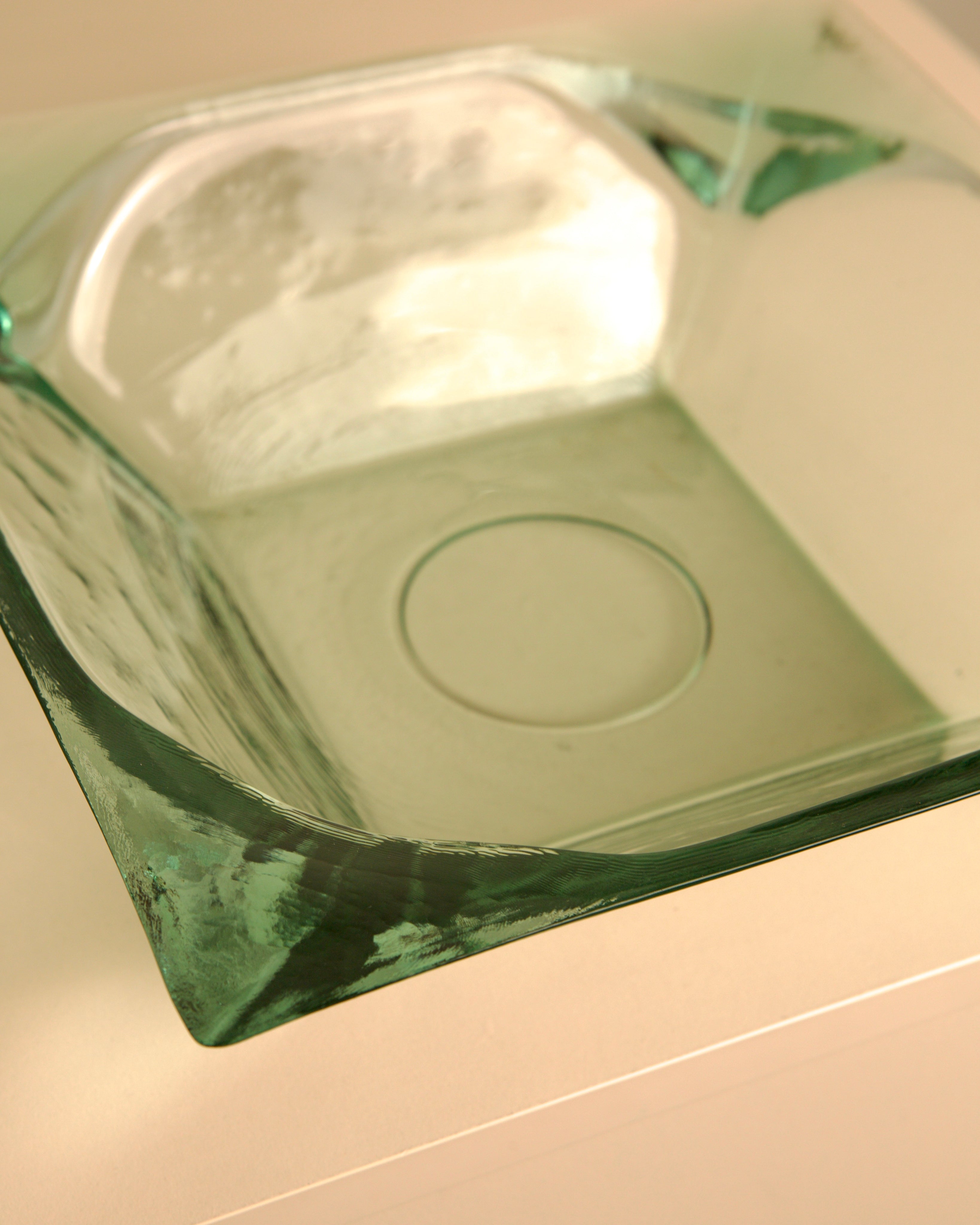 Large Italian glass basket by Fontana Arte, 1960s — alternate view
