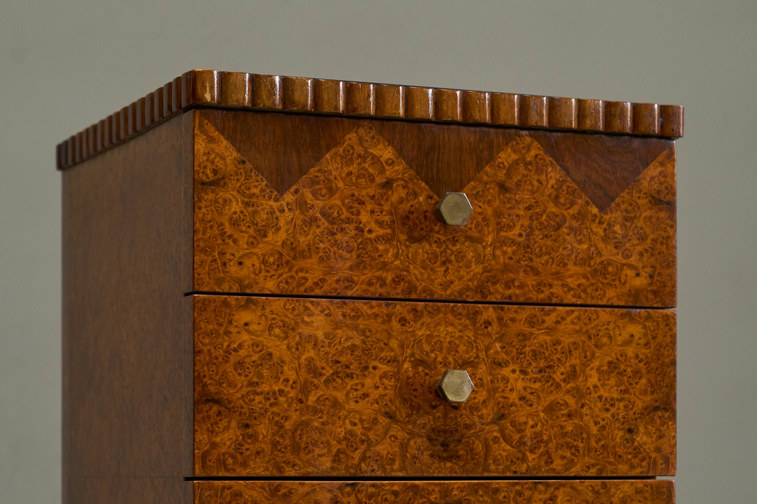 Exceptional Pair of Art Deco Cabinets Europe 1930s — detail view