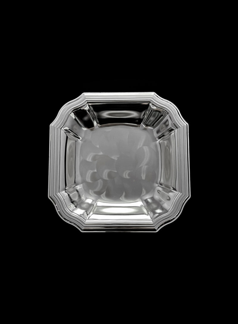 Vintage silver-plated octagonal decorative dish with stepped edges