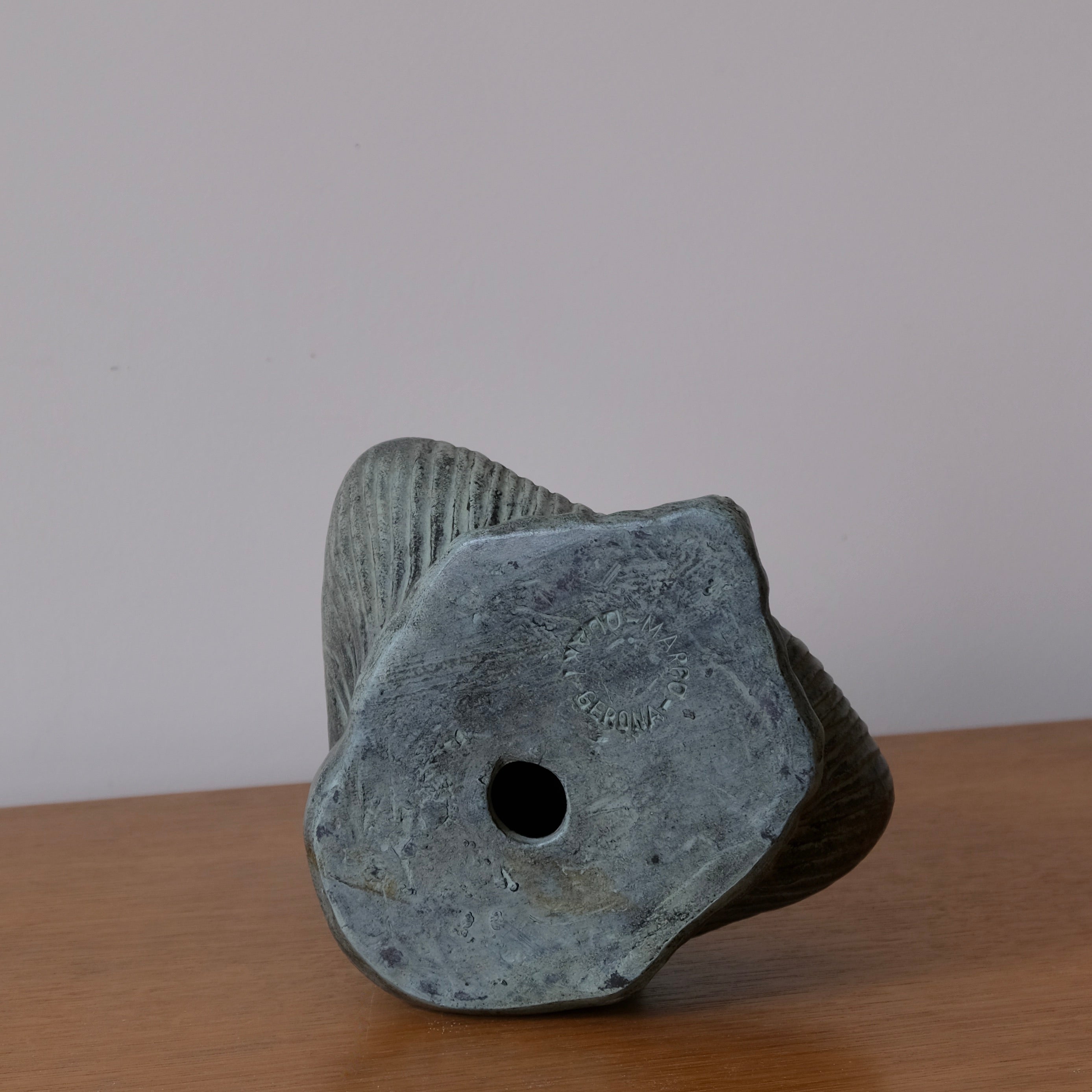 Fidel Aguilar Marco Ceramic Sculpture | Spain | 1930s — bottom view showing textured surface and hole