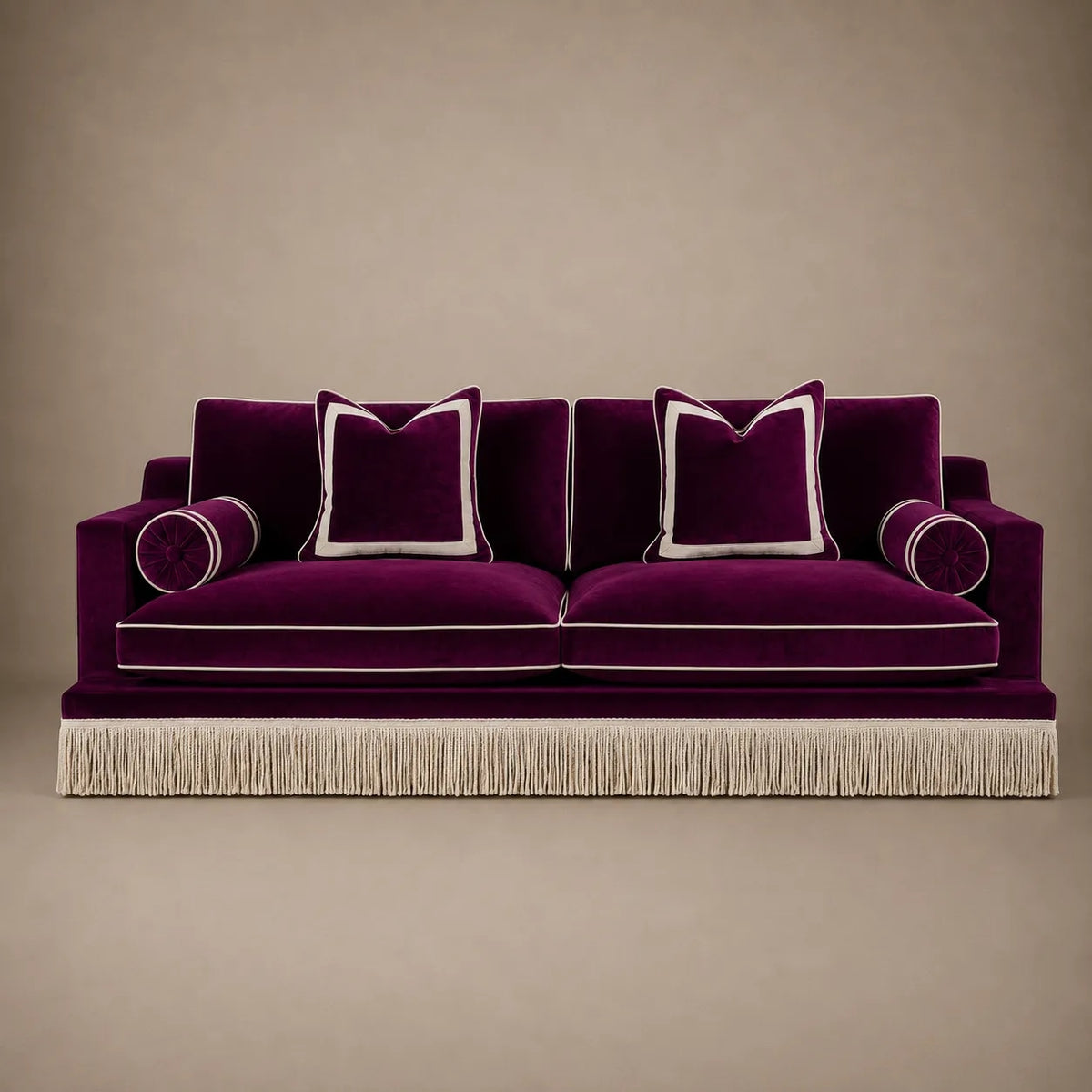 Orlando Sofa - Safari Green Velvet with Fringes & Houlès trimmings by RIJD Interior — variant detail