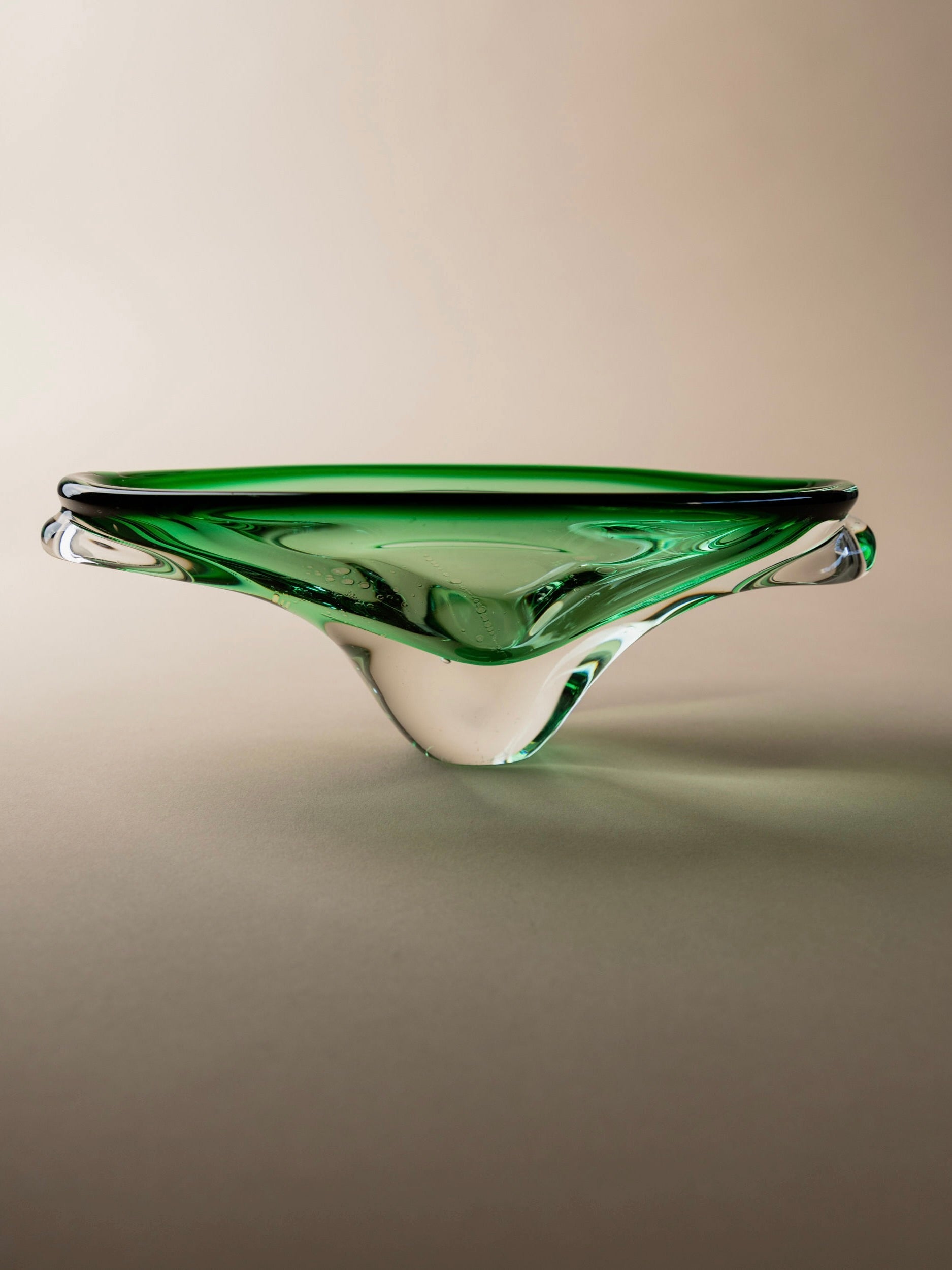 Murano Glass Bowl Green, Italy 1970s