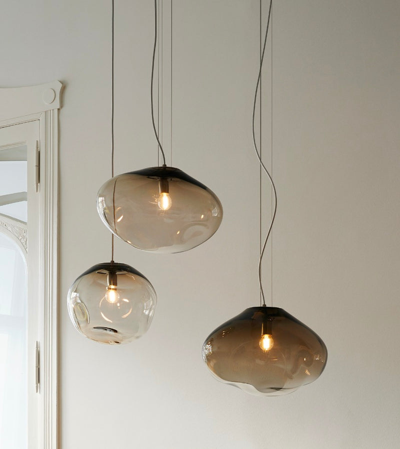 HAUMEA AMORPH pendant - size M (L: 32cm) by ELOA - Unique Lights | The Oblist — smoky glass, modern design