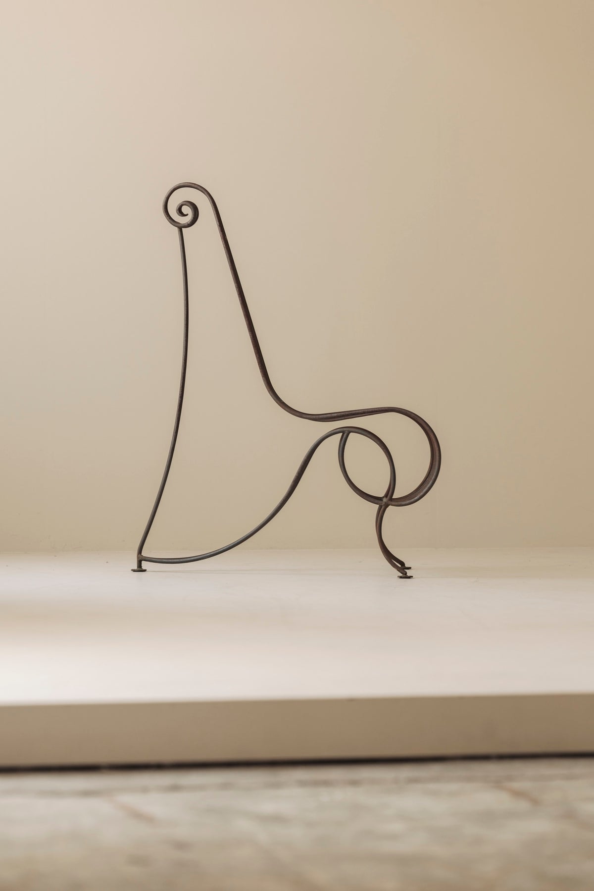 Wrought Iron Side Chair attributed André Dubreuil, France circa 1986 — detail view