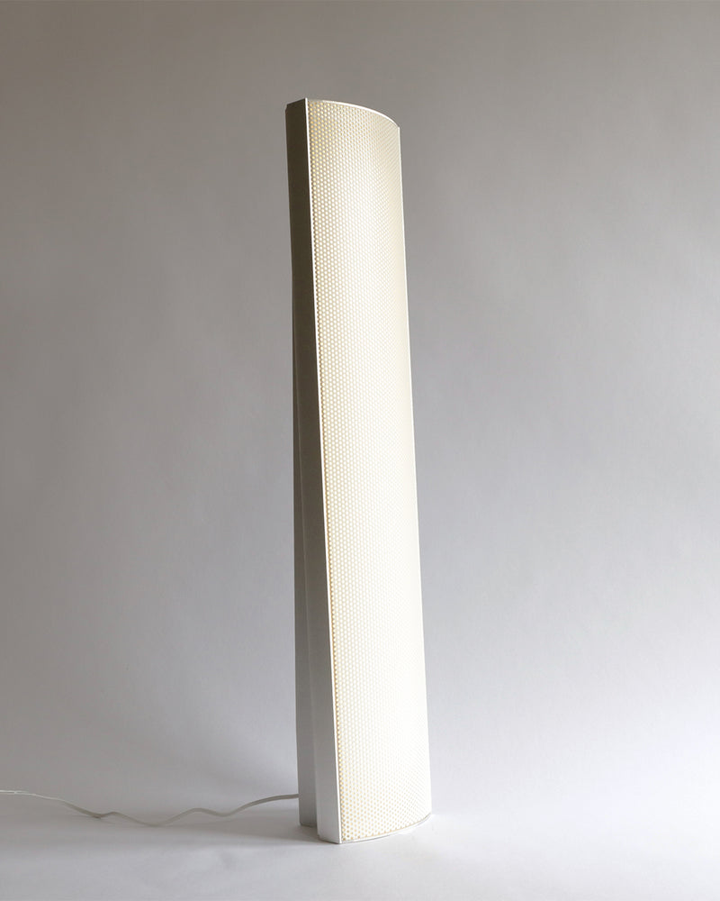 Hillel cylindrical table lamp with perforated cream shade by Arthur Bitsch