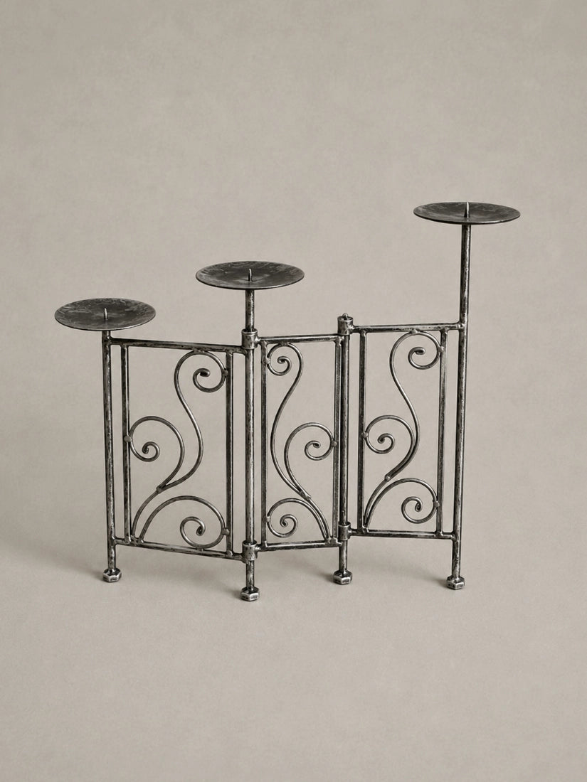 70s Vintage Candle Holder in Wrought Iron — lifestyle setting