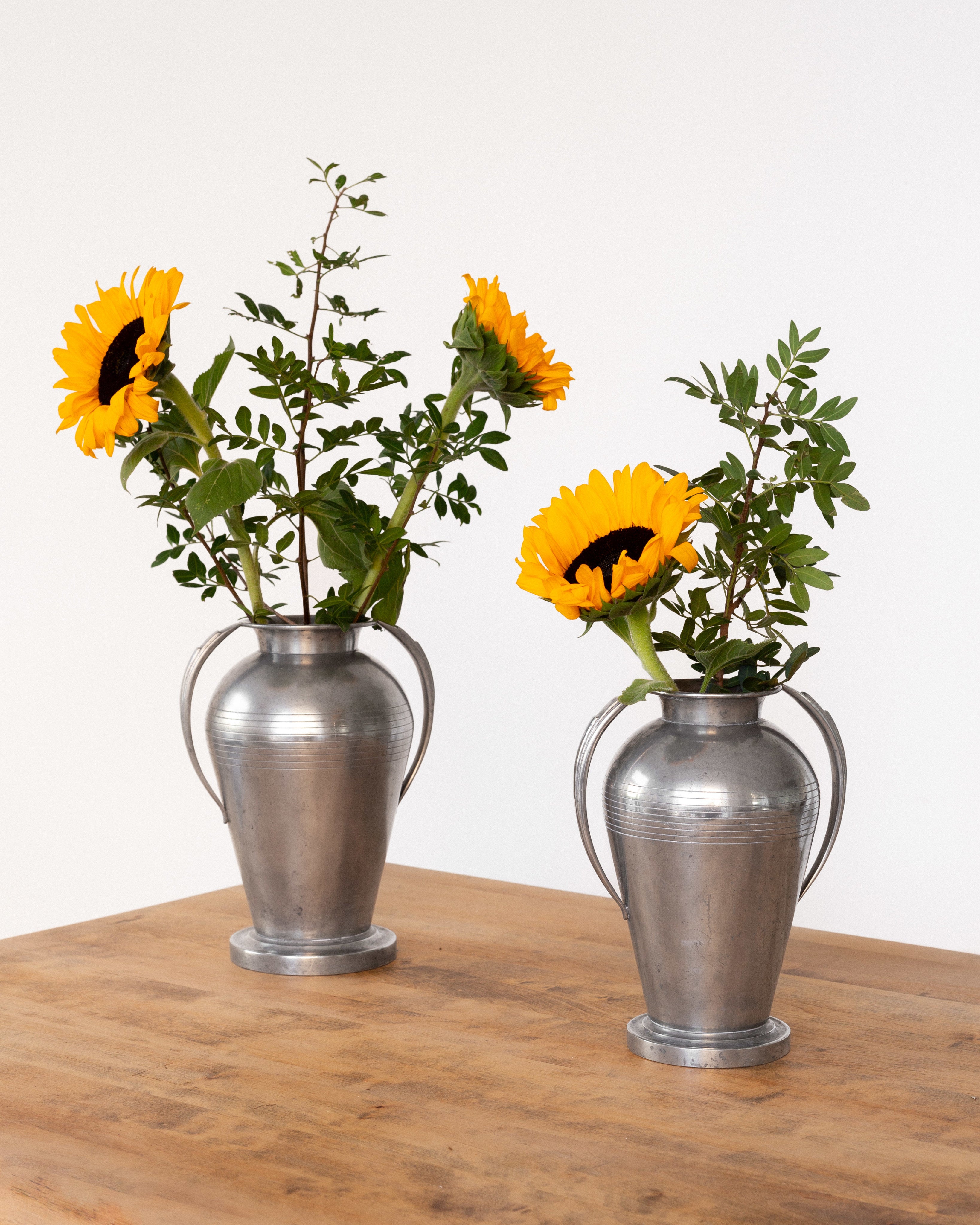 Monumental Art Deco Pewter Vases by GAB, Sweden, 1930s — additional view