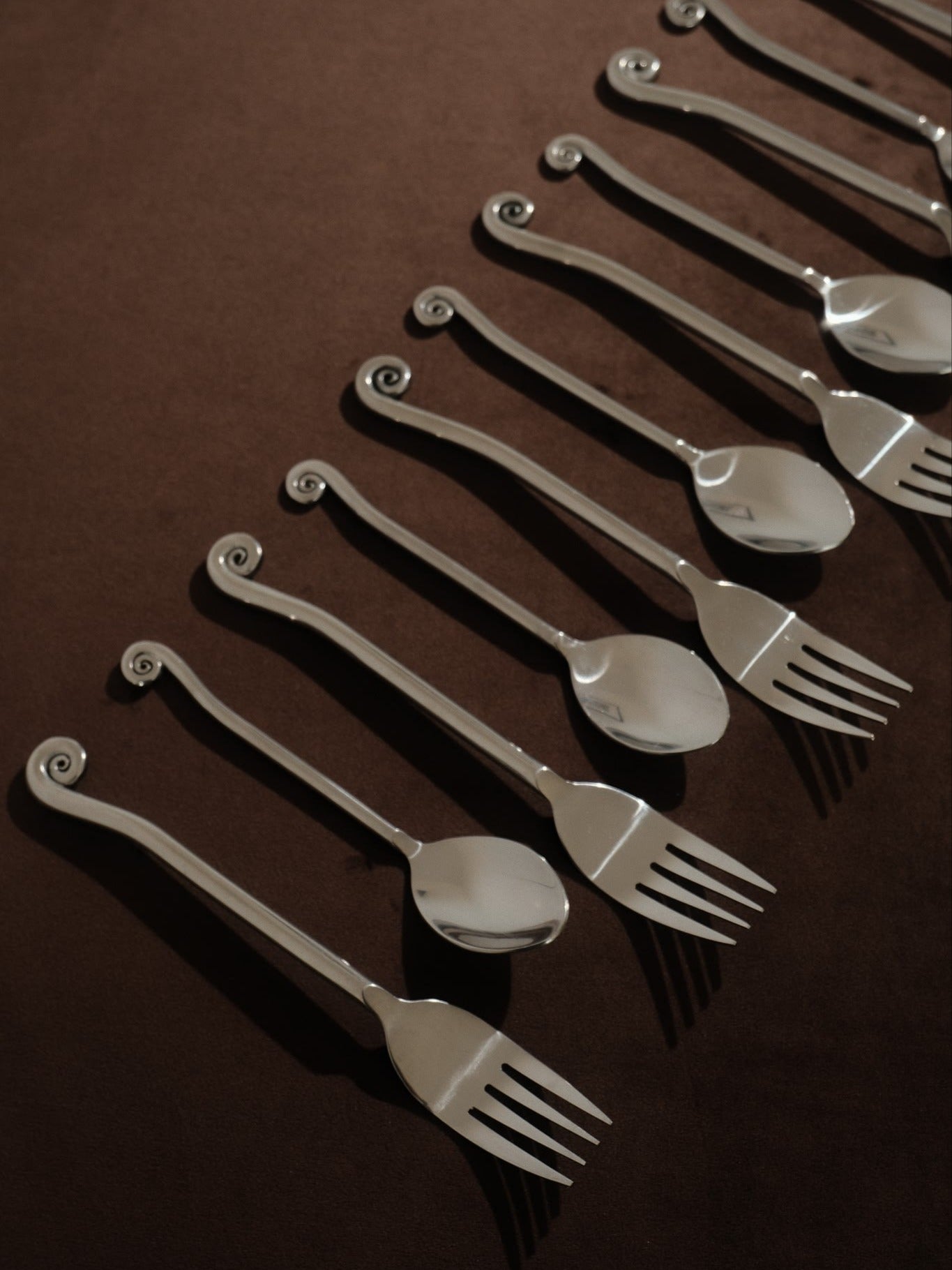 12-Piece Inox Cutlery Set with Spiral Handles — detail view