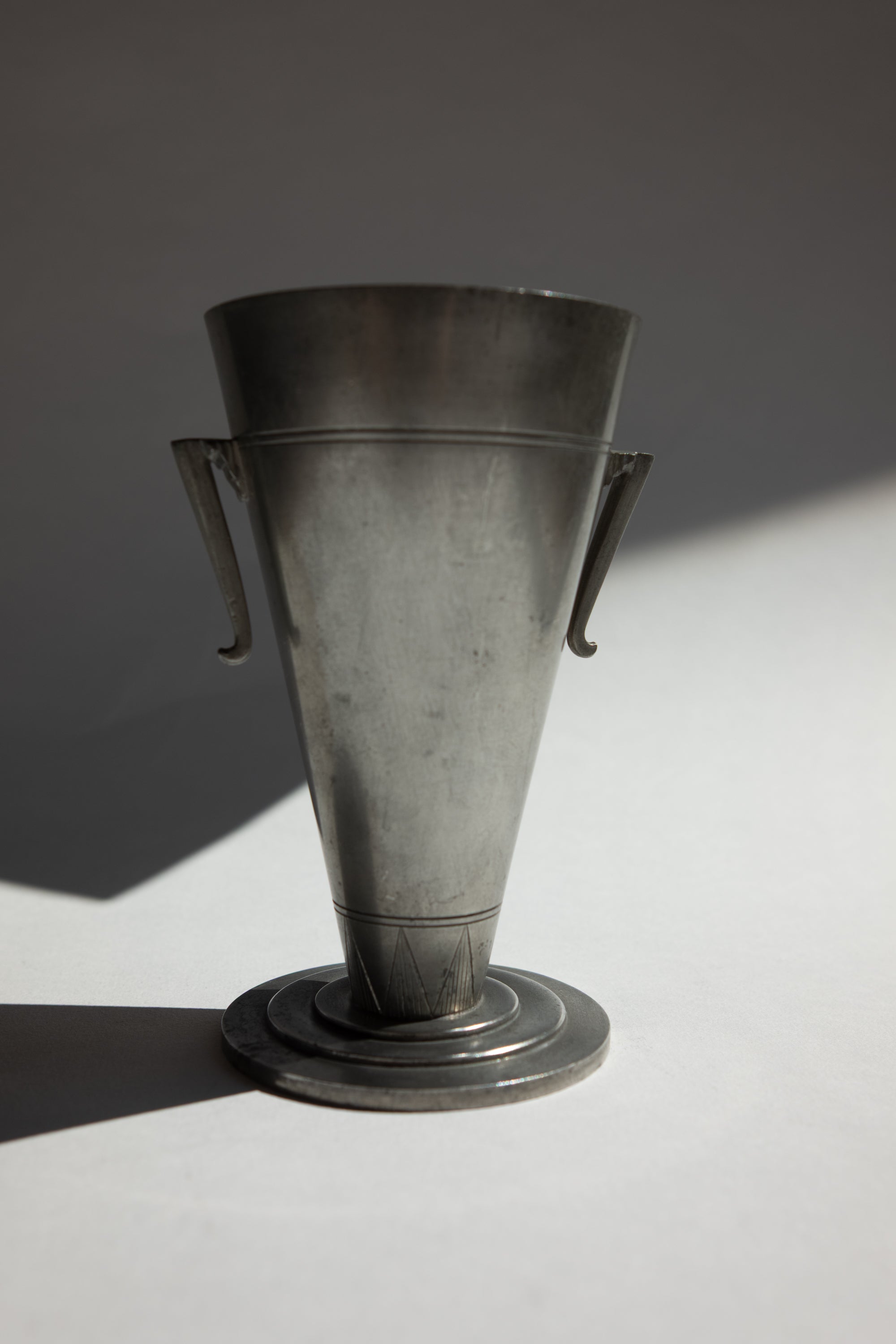 Swedish Grace Pewter Trumpet Vase by Prima Svenskt Tenn, 1930 — lifestyle setting