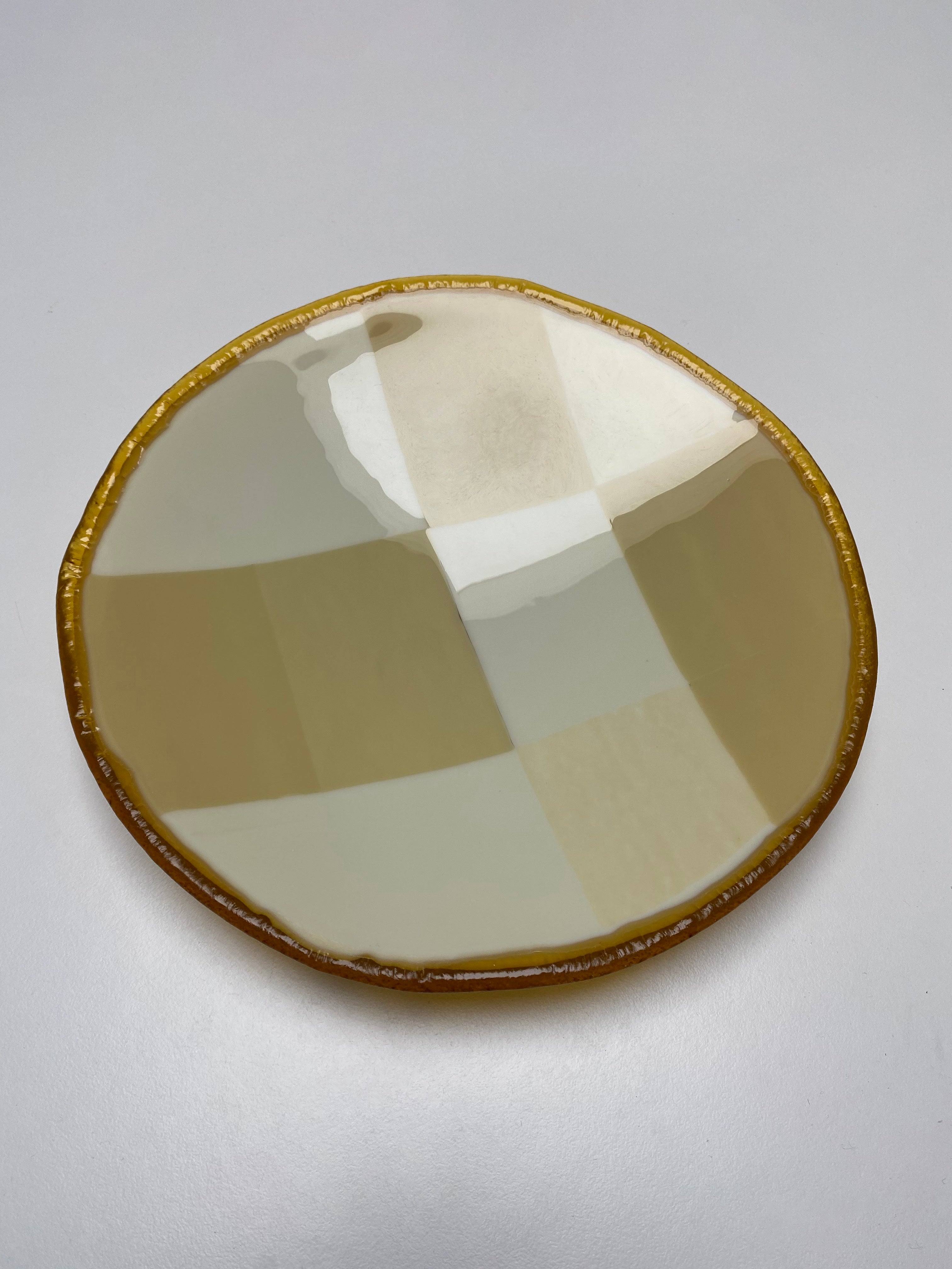 Beige Squares Glass Plate
