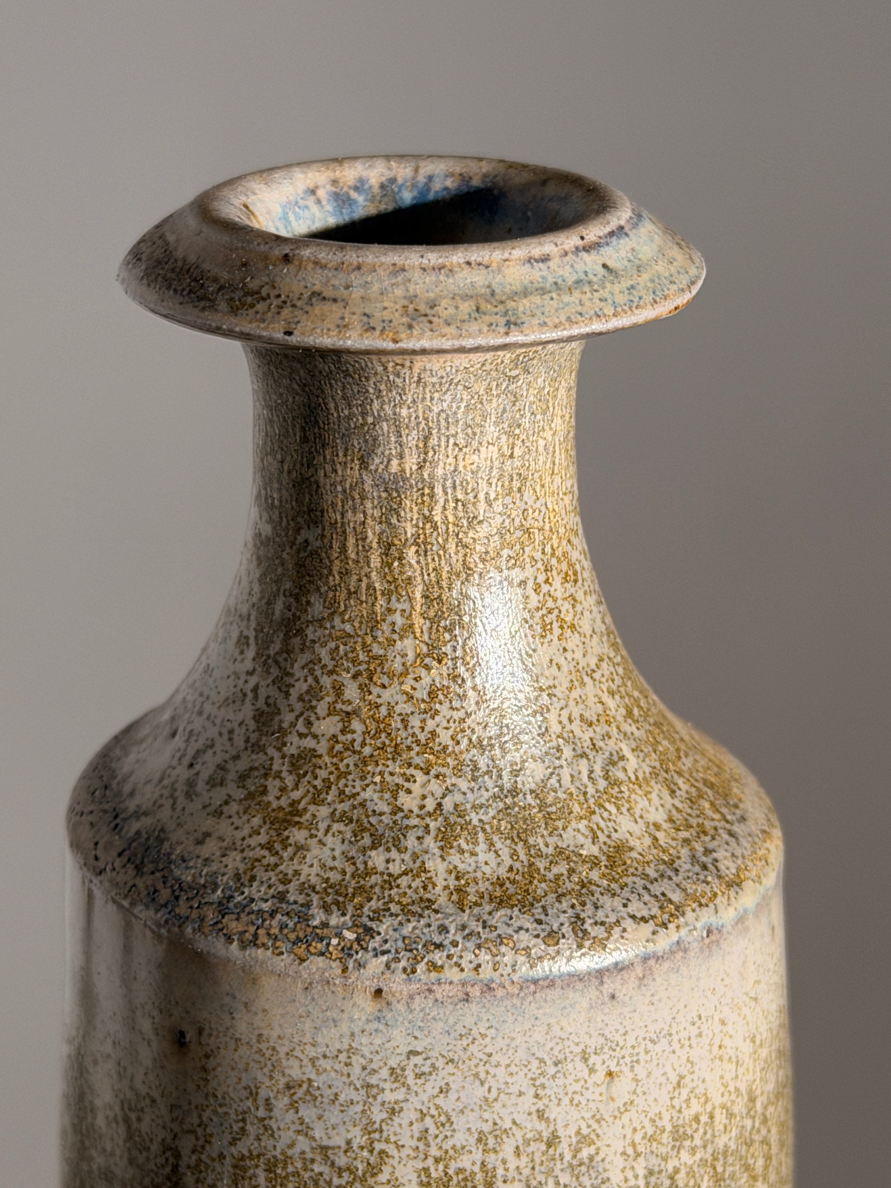 Conical stoneware vase, France, circa 1960 — side angle