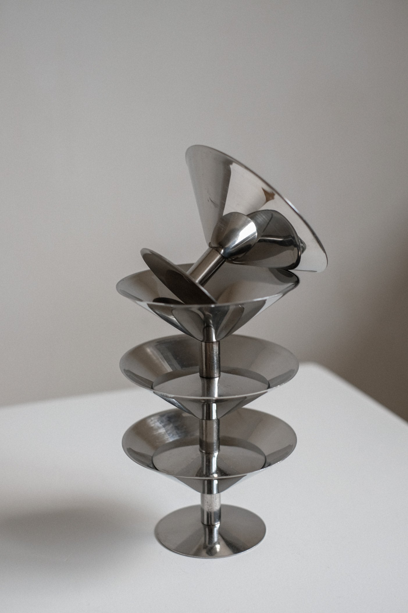 Set of Four Ice Coupes — top view of polished metal design