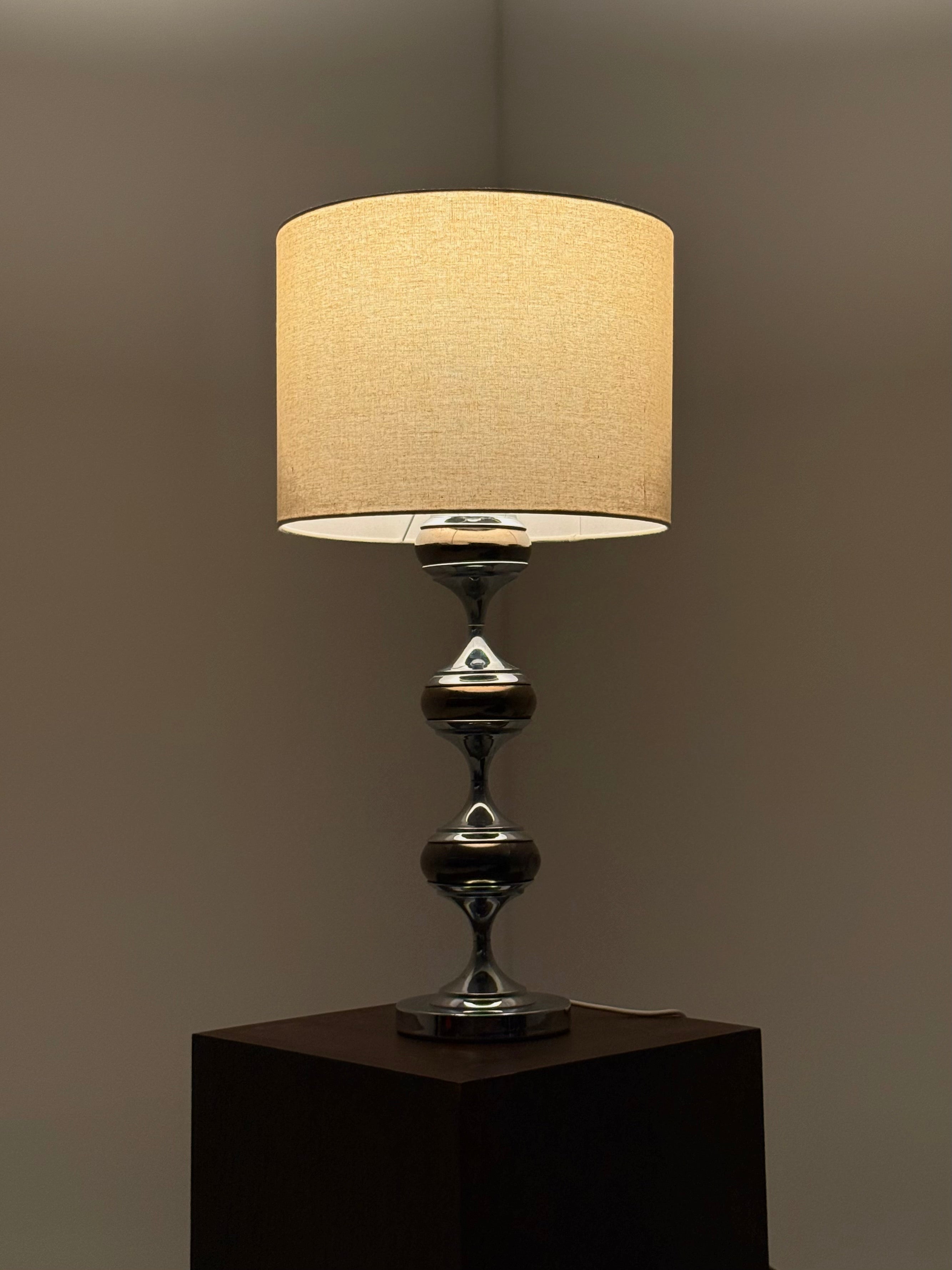 Space Age table lamp with chrome sculptural base — additional view