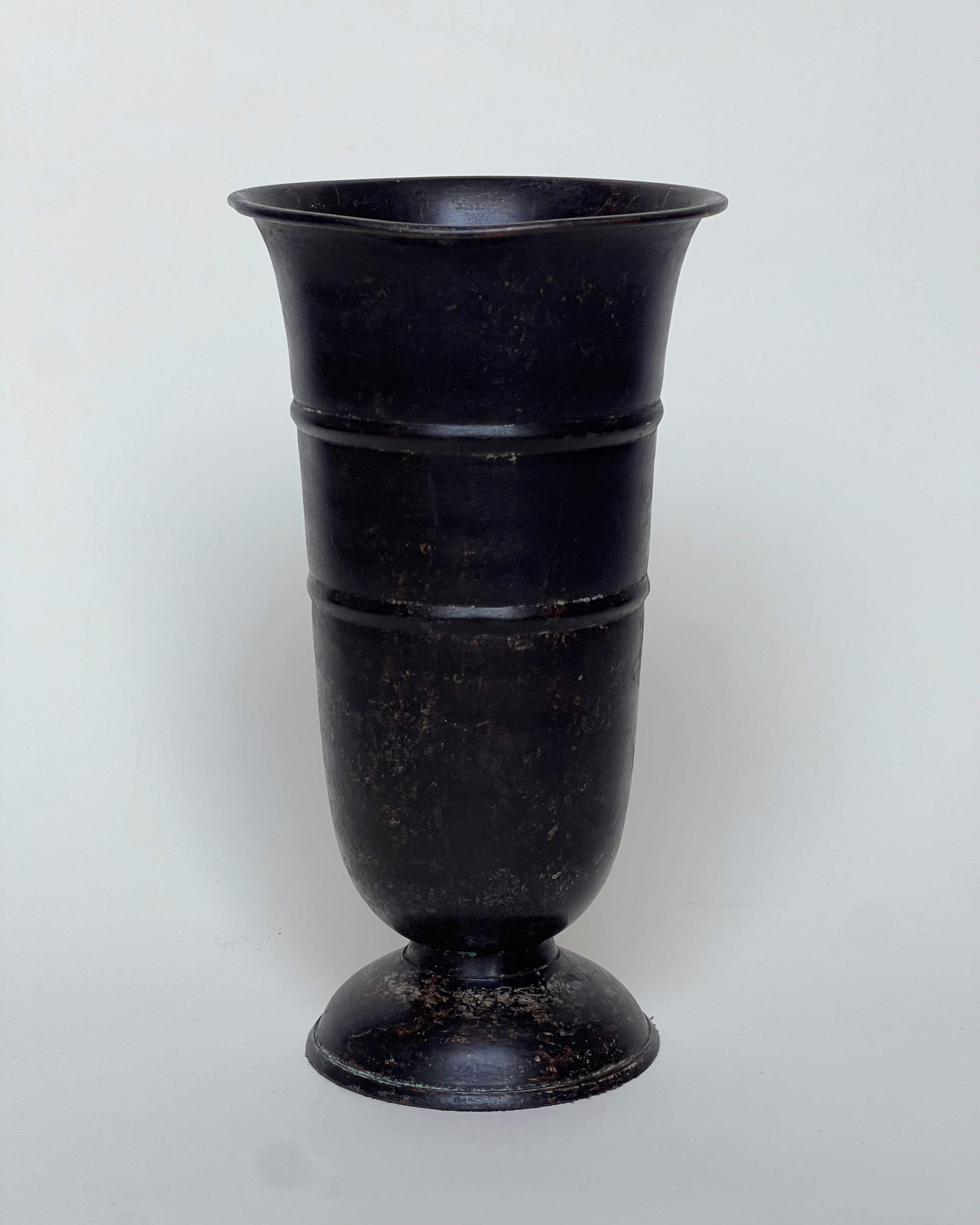 Tall Bronze Vintage Vase 1900s — side angle