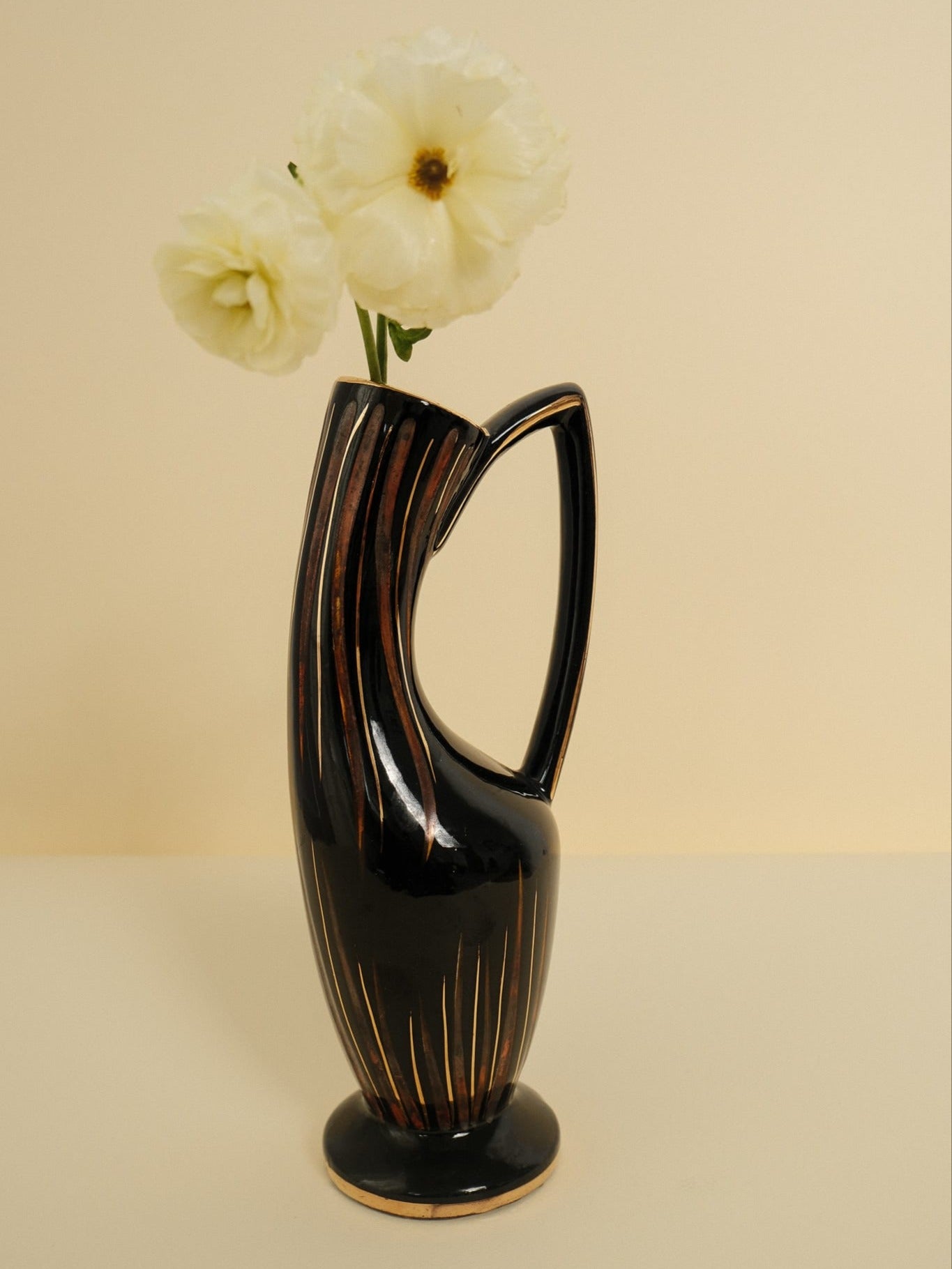 Vintage H. Bequet Quaregnon Hand-Painted Ceramic Vase — alternate view